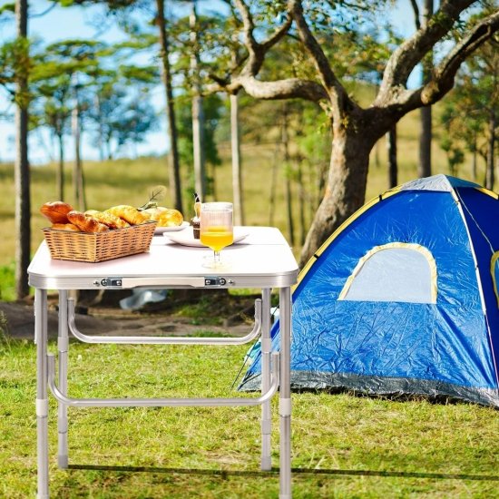 Tourist table foldable camping table white top 120 x 60 cm