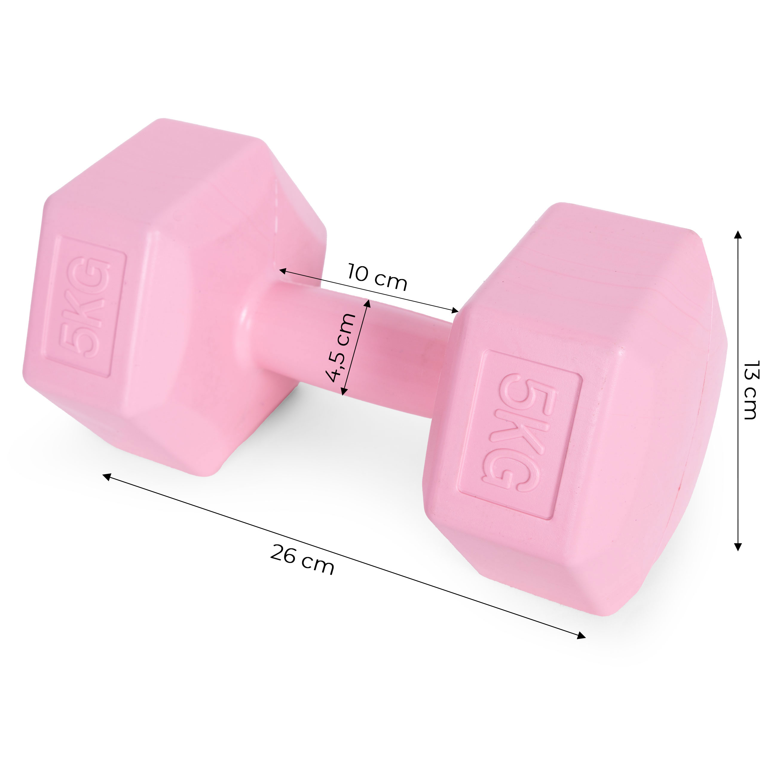 Šešiakampiai hanteliai, 2x5 kg, treniruokliai, rožiniai, modernhome