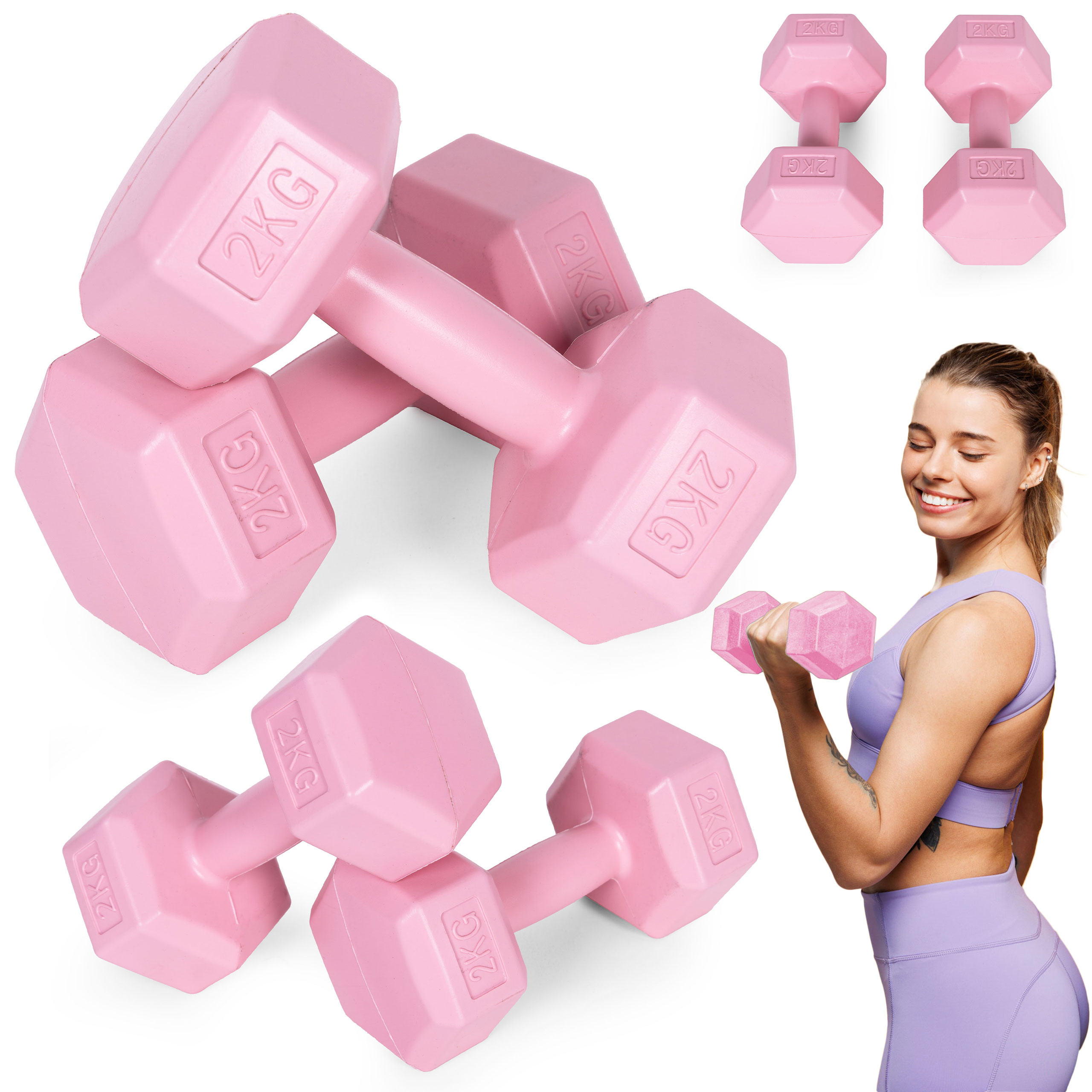 Šešiakampiai hantelia 2x2 kg  modernhome