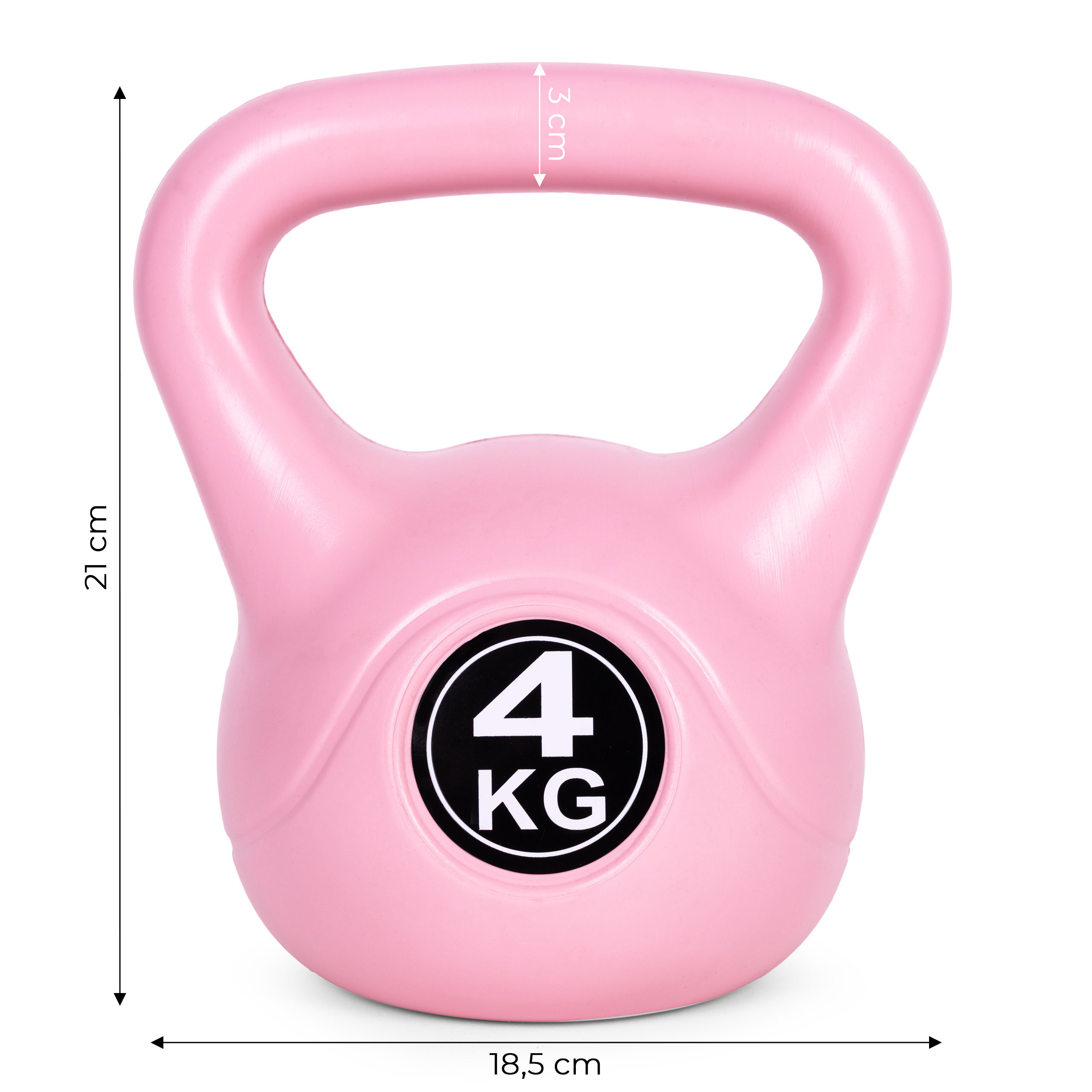 Kettlebell 4 kg, treniruoklis, hantelis, svarmuo, rožinis, ModernHome