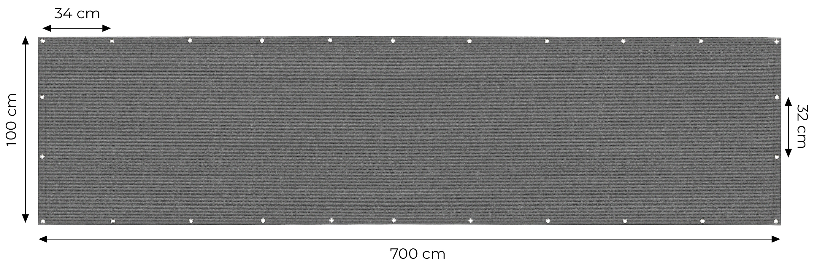 Balkono apsauga su tvirtinimo elementais 100x700 cm pilka multigarden