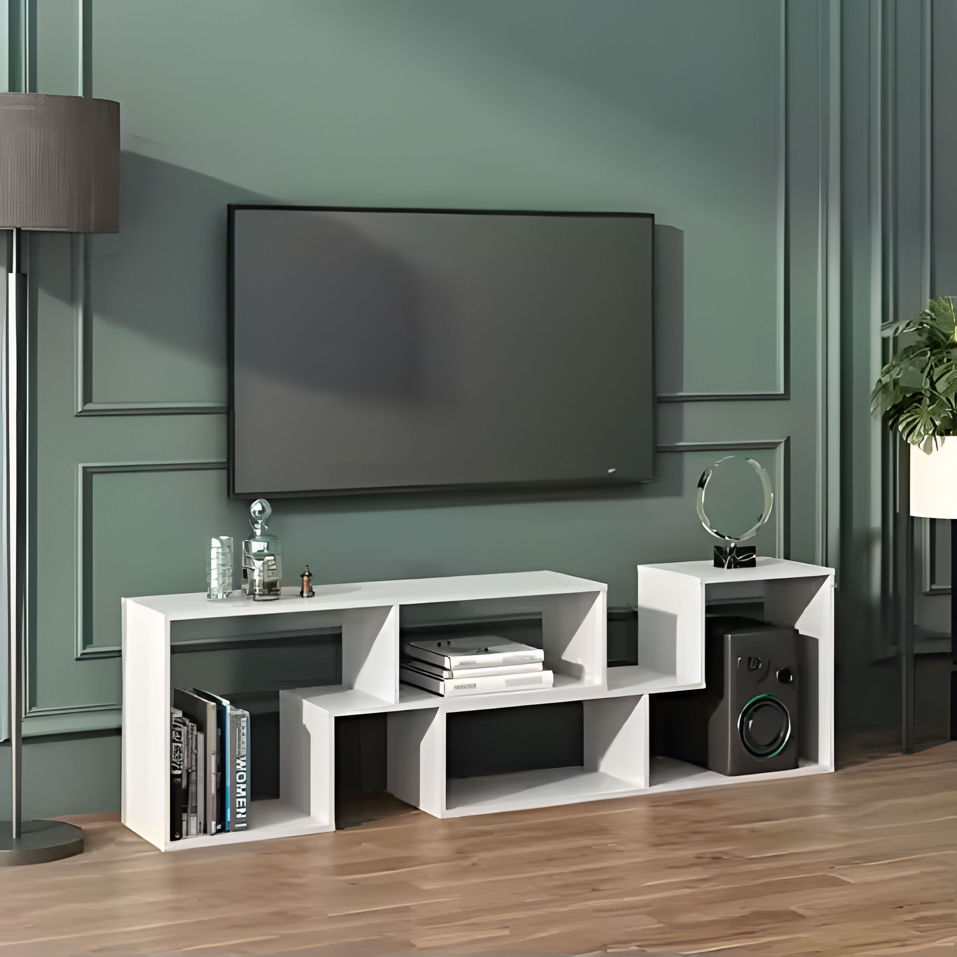 Moderni modulinė geometrinė knygų spinta, 4 lentynos, modernhome