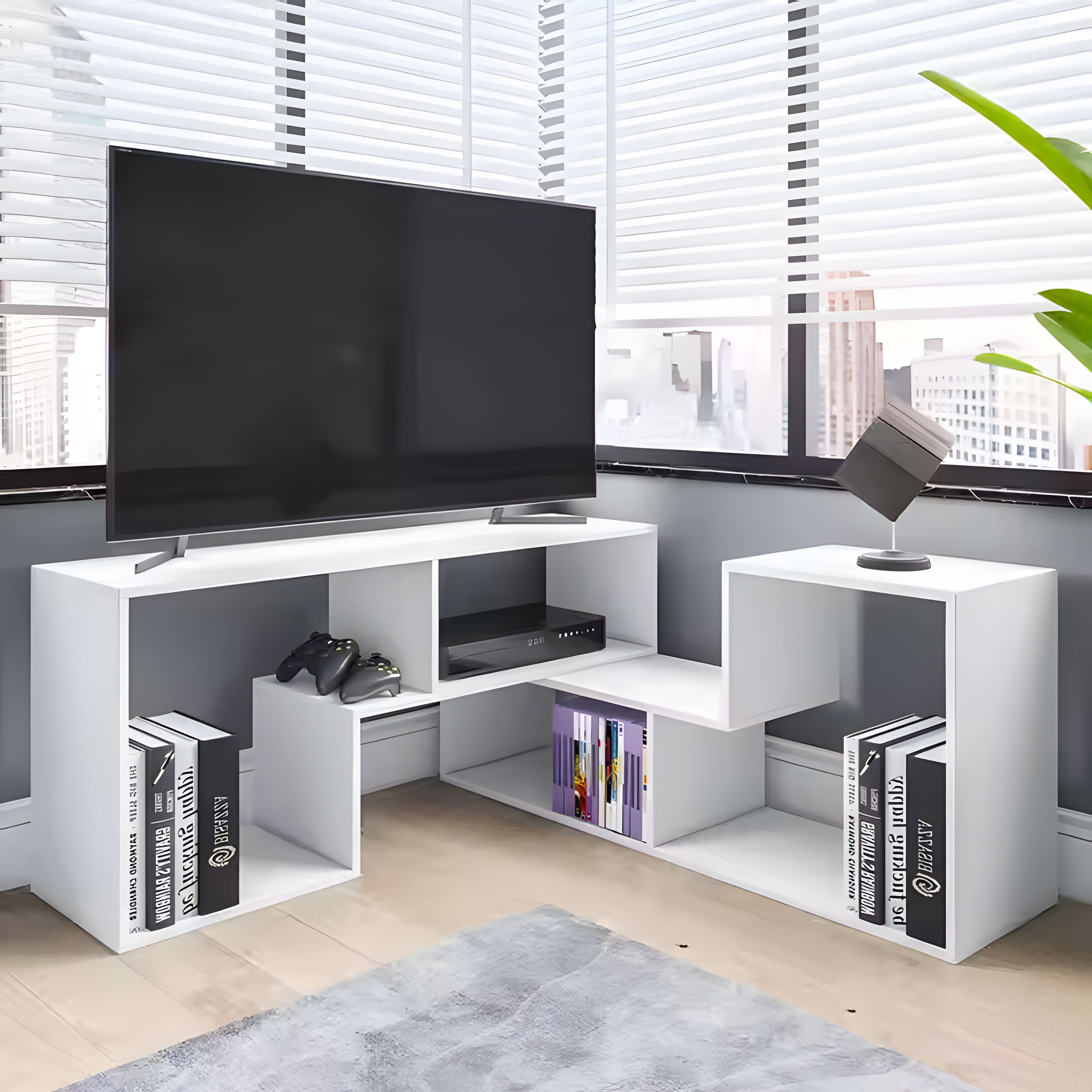 Moderni modulinė geometrinė knygų spinta, 4 lentynos, modernhome