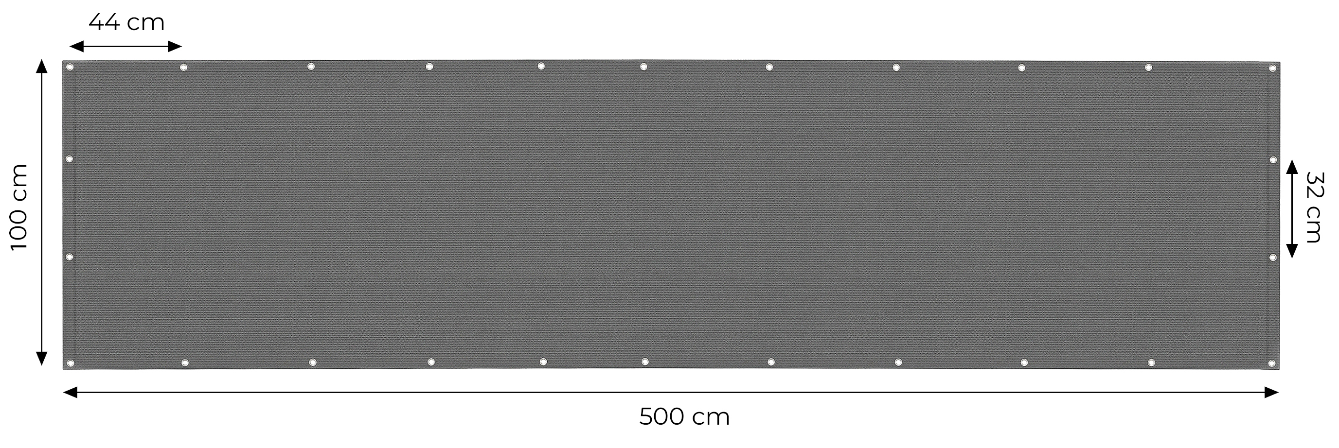 Pilka uždanga su tvirtinimu 100x500 cm
