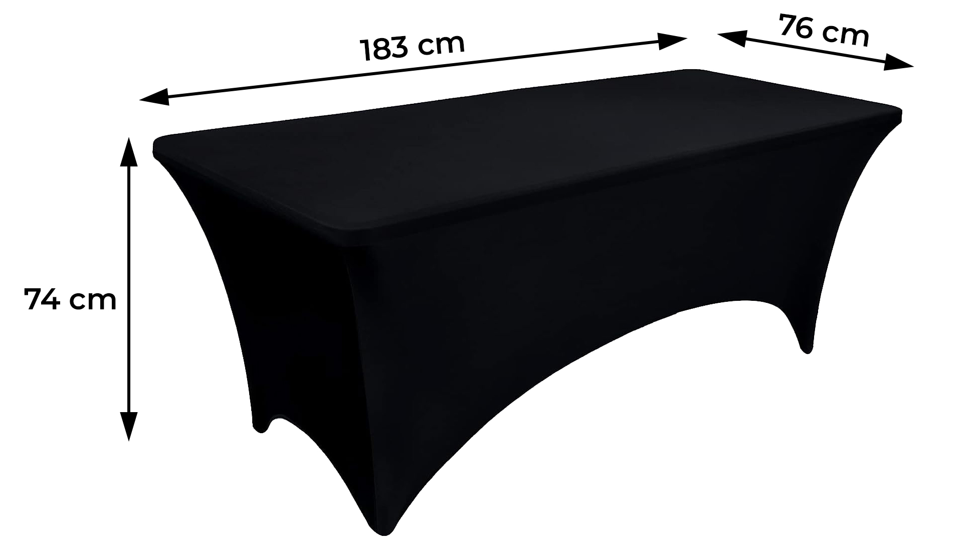 Universalus staltiesės užvalkalas maitinimo stalui 180 cm 6ft juodas elastingas