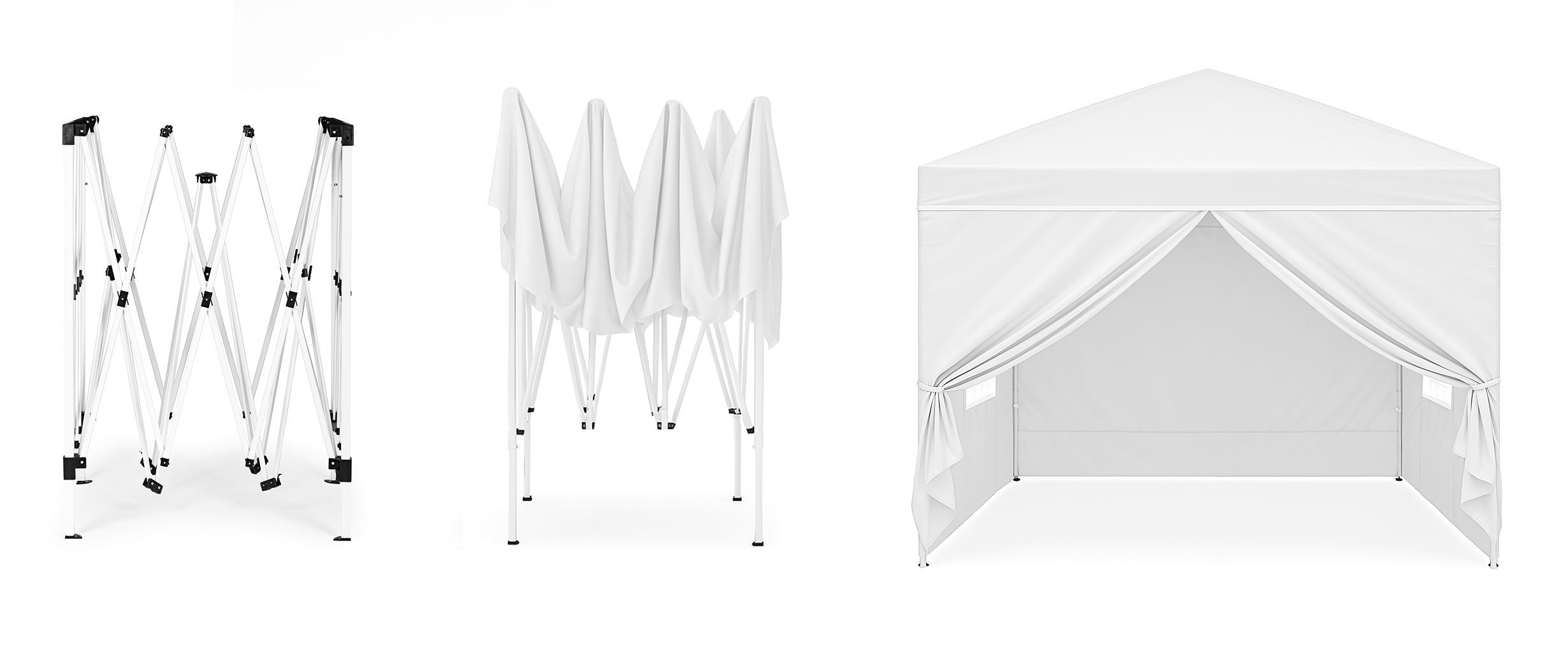Sodo palapinė 3x3m. balta + 4 sienos