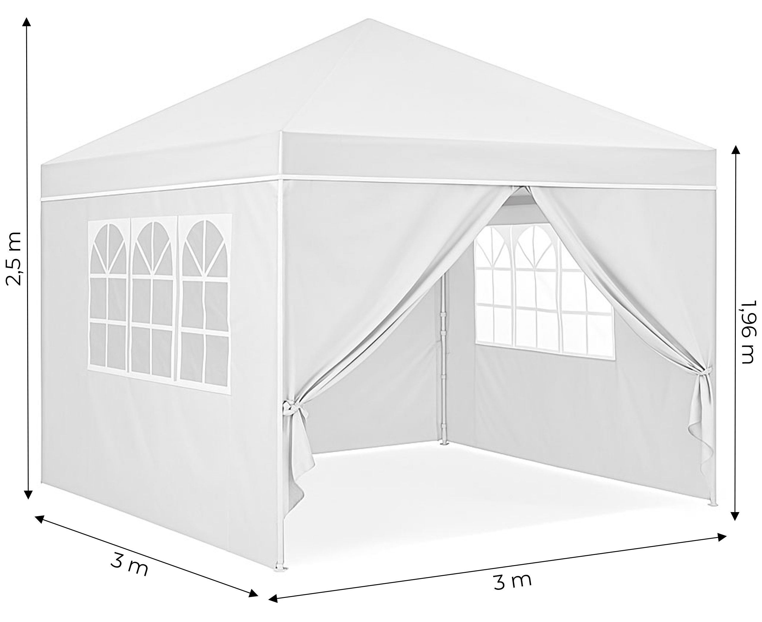 Sodo palapinė 3x3m. balta + 4 sienos