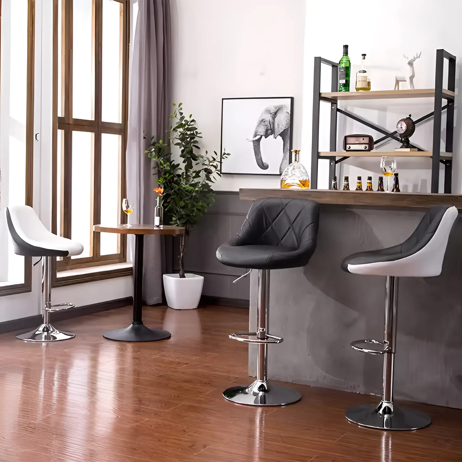 Modernhome baro kėdė pjjbs0022, juoda/chromo spalvos