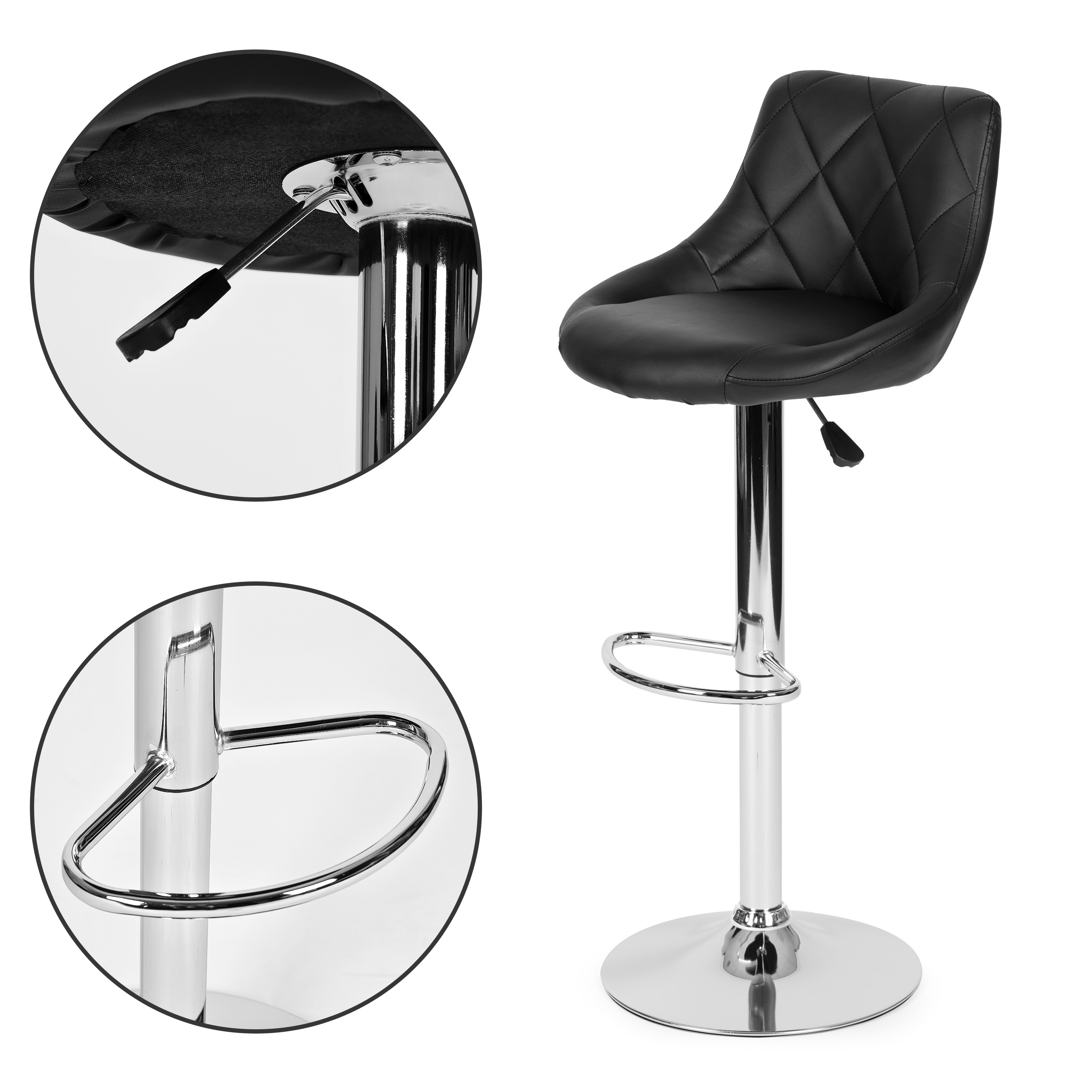 Modernhome baro kėdė pjjbs0022, juoda/chromo spalvos