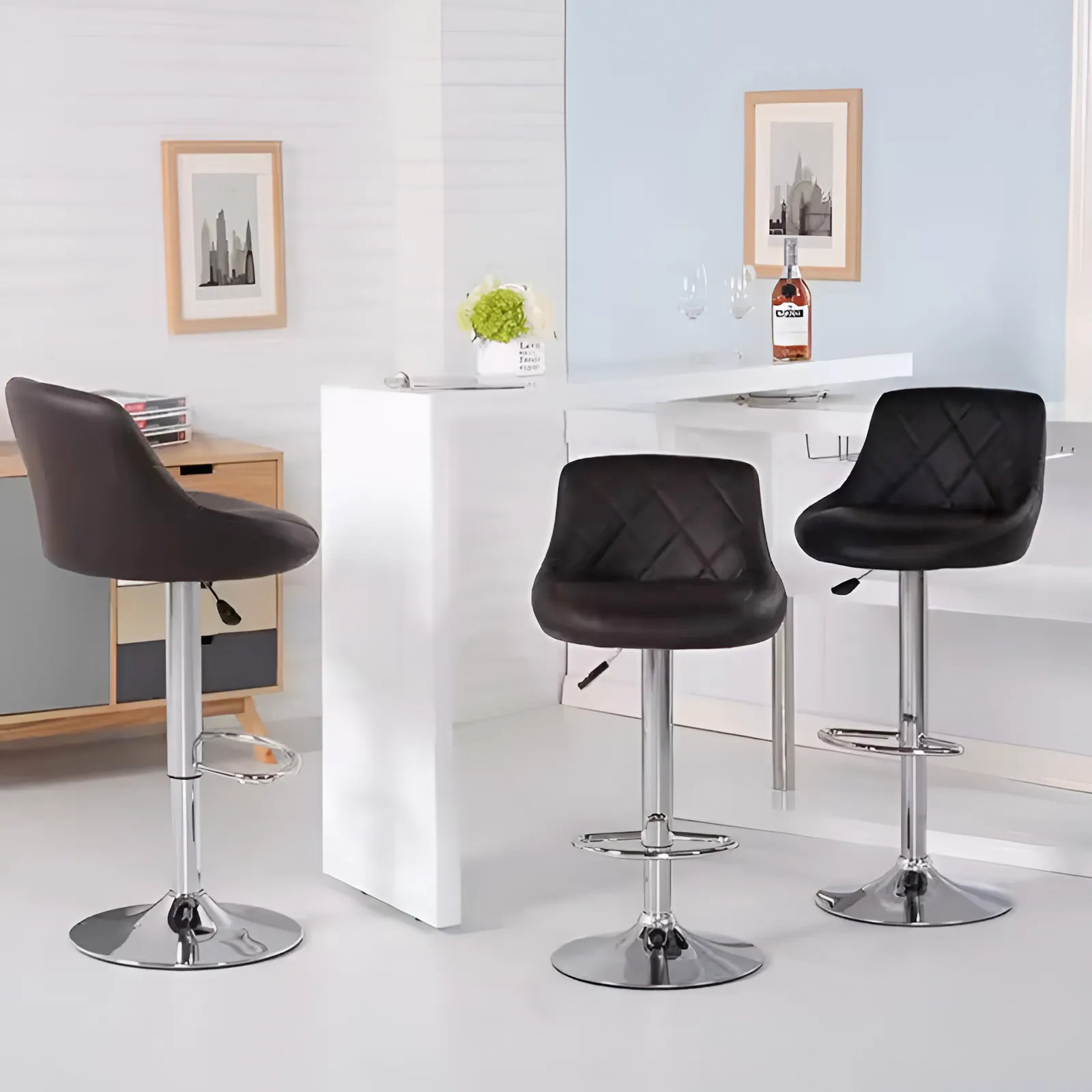 Modernhome baro kėdė pjjbs0022, juoda/chromo spalvos