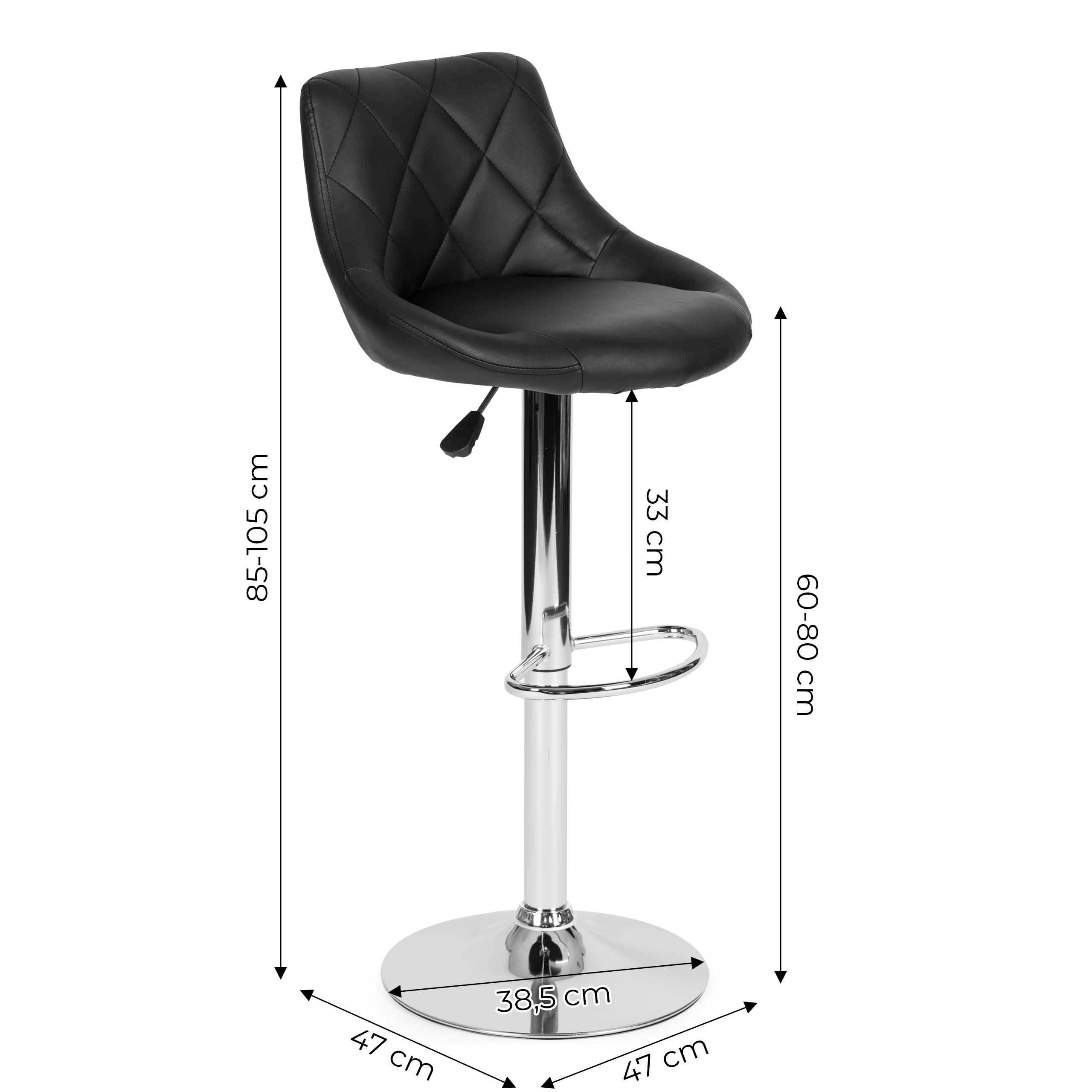 Modernhome baro kėdė pjjbs0022, juoda/chromo spalvos