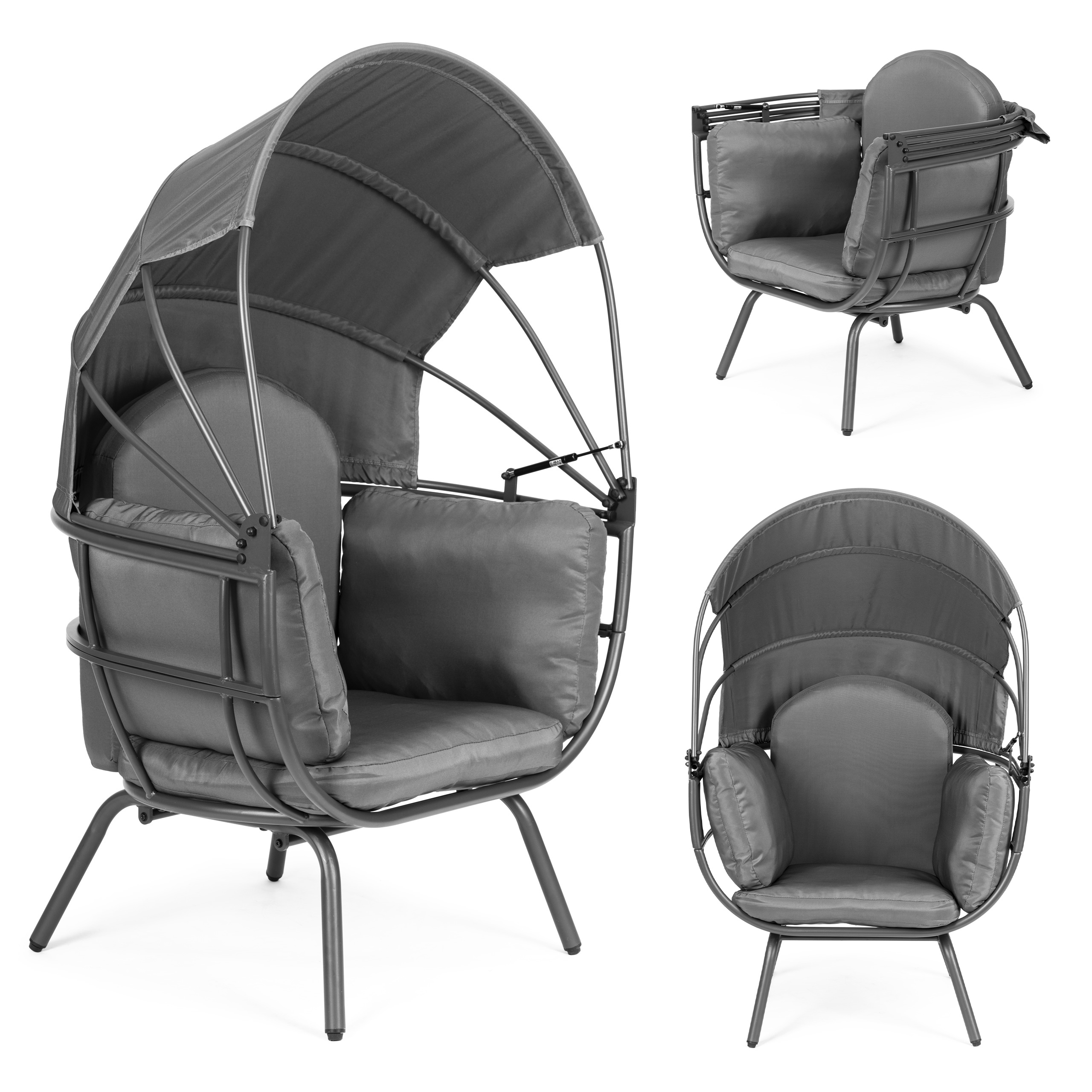 „cocoon“ sodo krėslas su sulankstomu baldakimu, pilkas modernhome