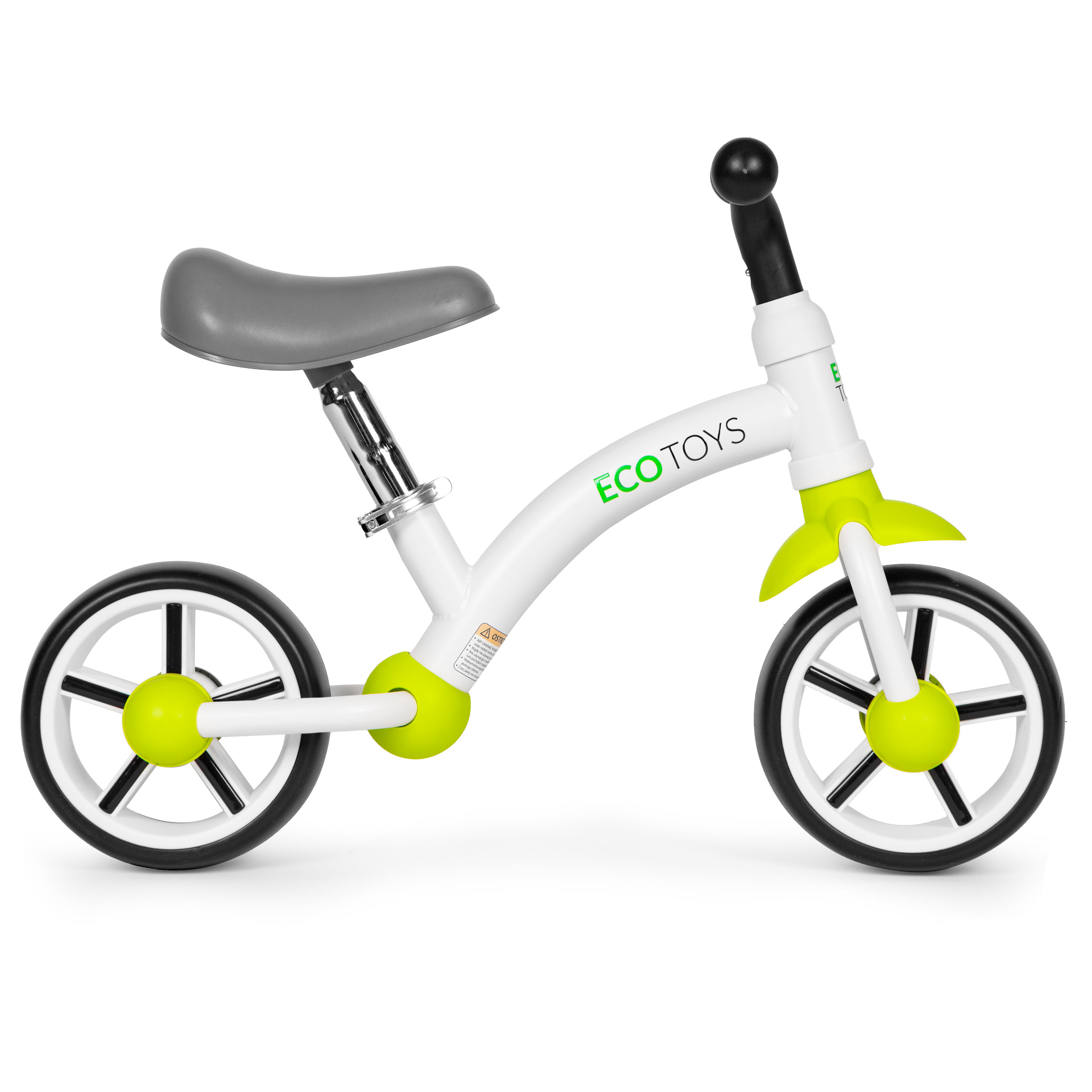 ECOTOYS balansinis dviratukas vaikams su EVA ratukais ir reguliuojama sėdyne, žalias