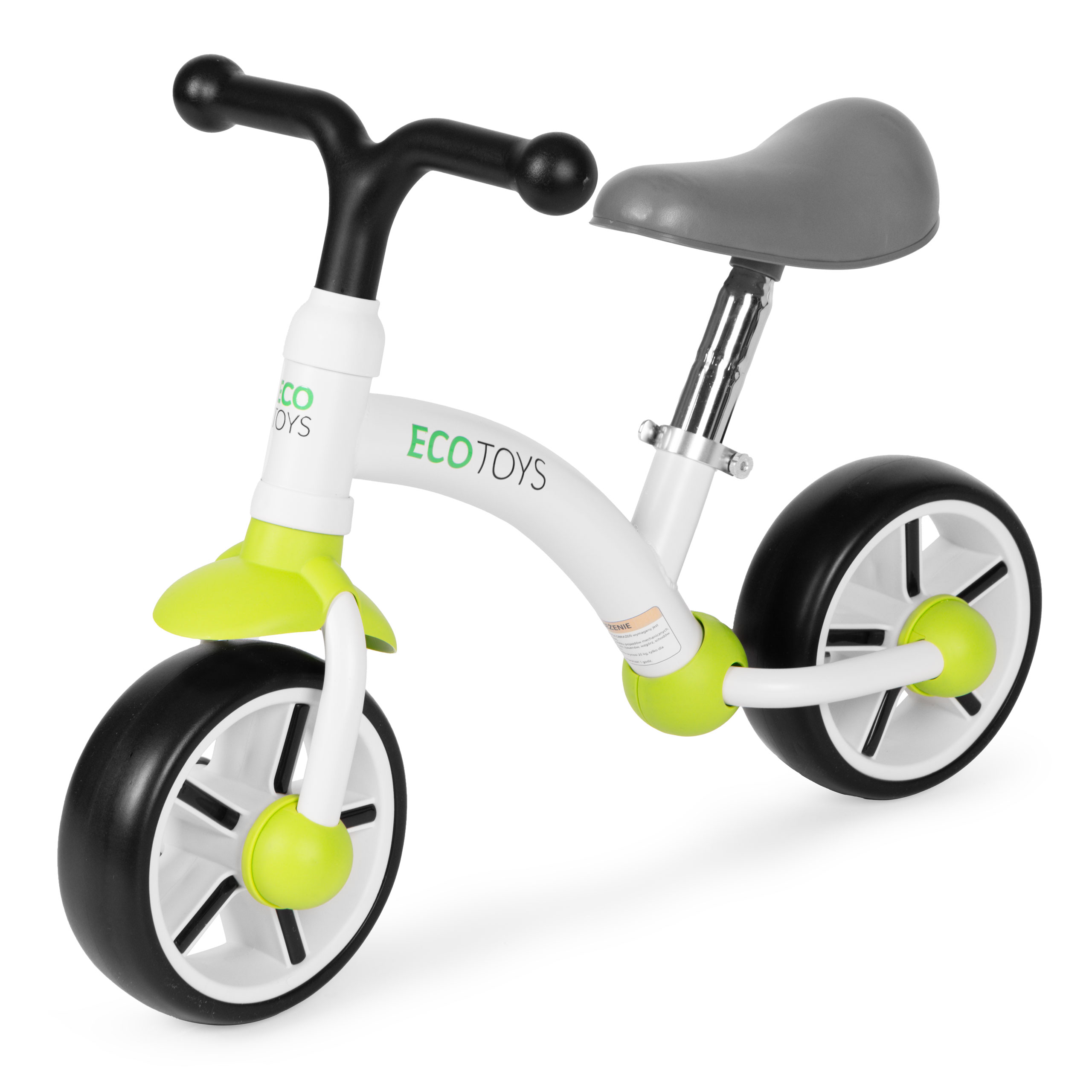 ECOTOYS balansinis dviratukas vaikams su EVA ratukais ir reguliuojama sėdyne, žalias