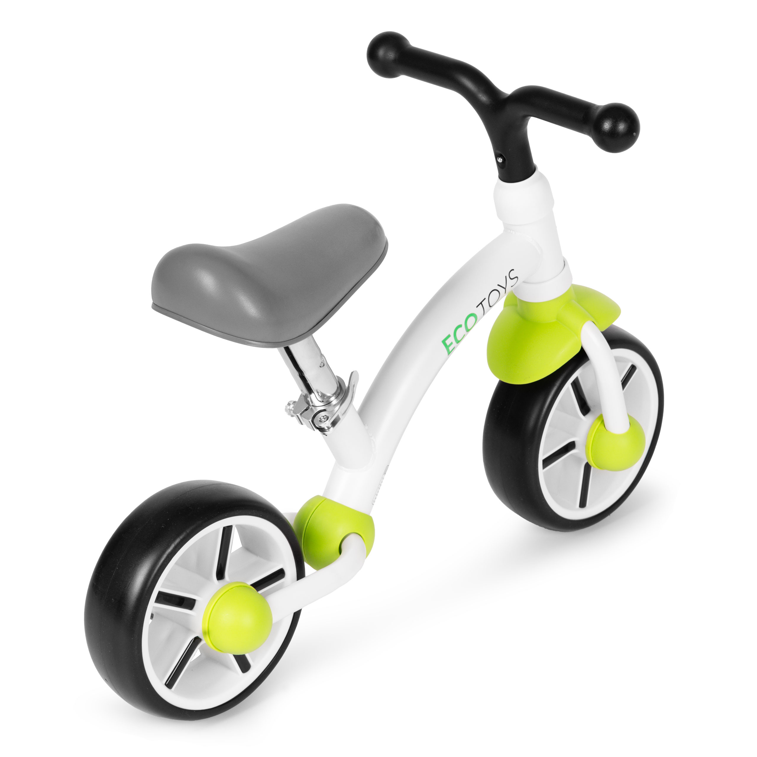 ECOTOYS balansinis dviratukas vaikams su EVA ratukais ir reguliuojama sėdyne, žalias