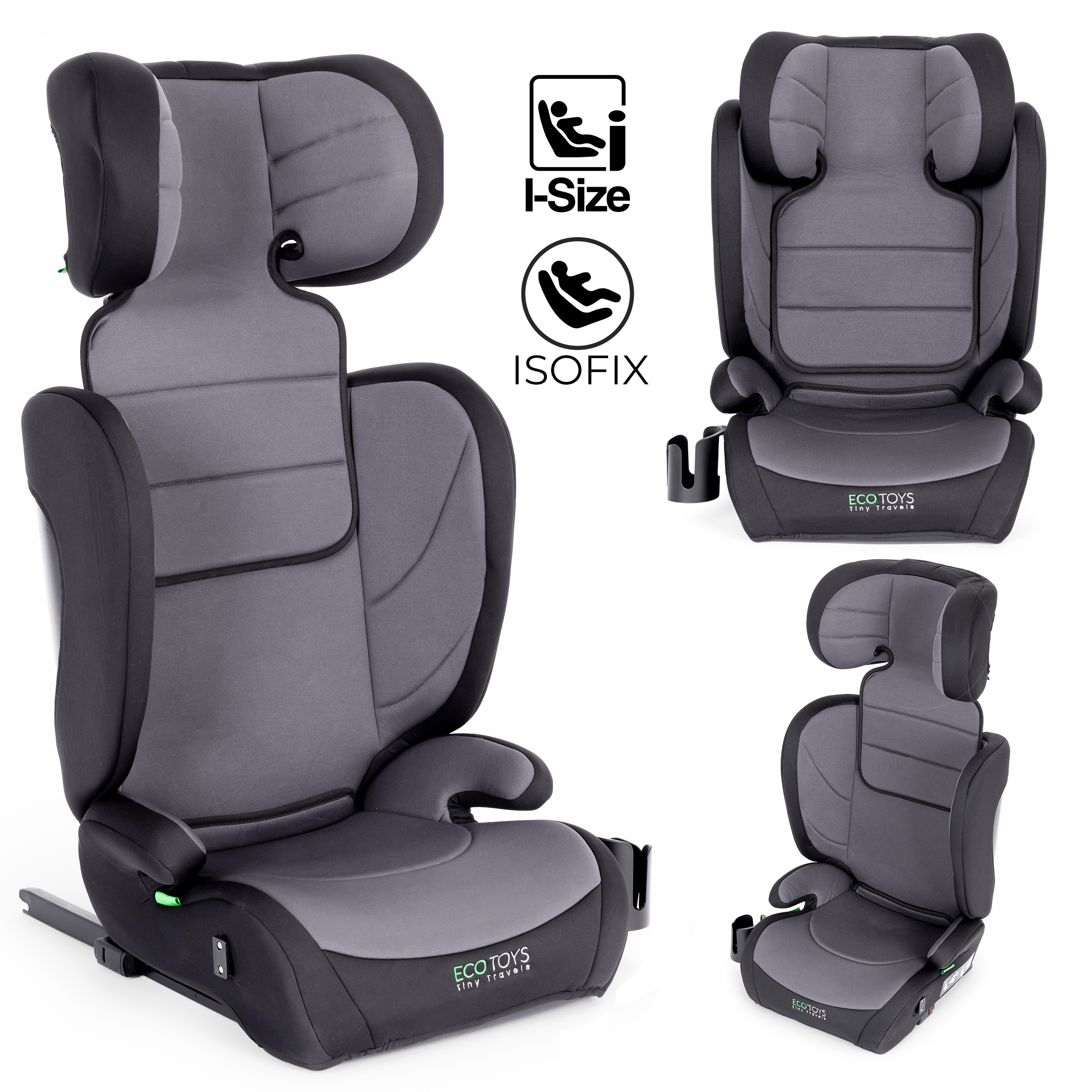 Reguliuojama vaikiška automobilinė kėdutė su ISOFIX sistema, skirta vaikams nuo 100 iki 150 cm ūgio