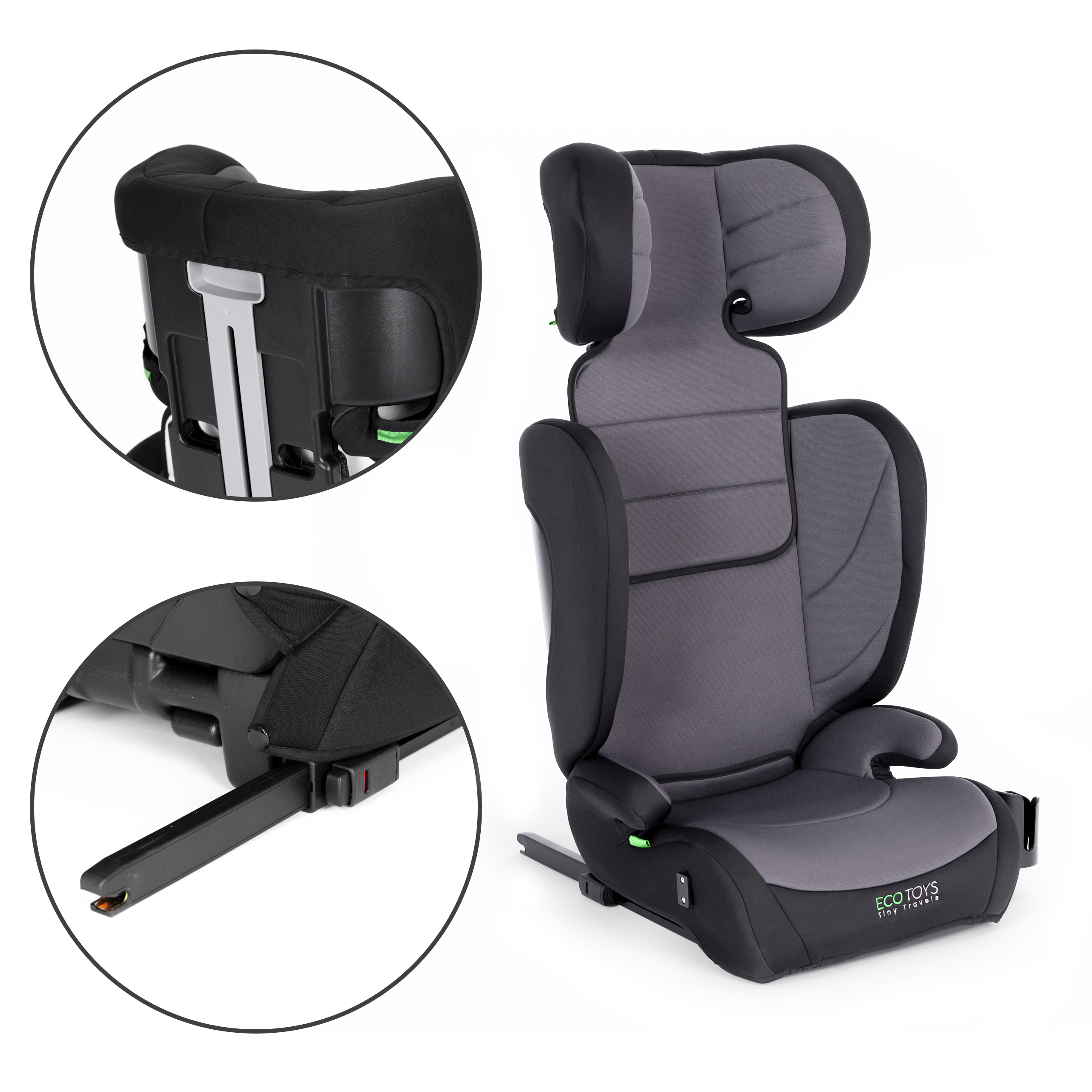 Reguliuojama vaikiška automobilinė kėdutė su ISOFIX sistema, skirta vaikams nuo 100 iki 150 cm ūgio