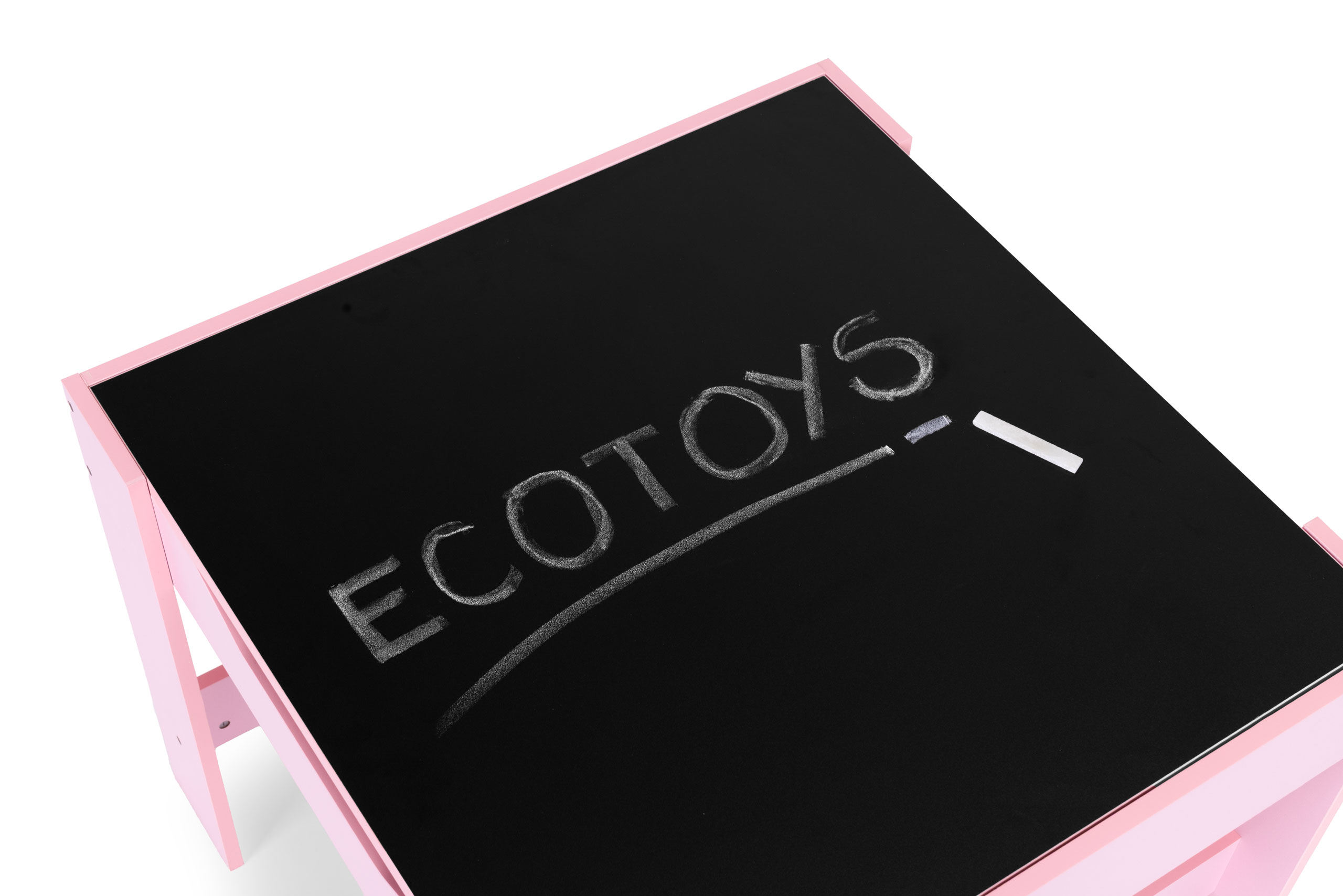 Vaikiškų baldų komplektas: stalas + 2 kėdės, lenta, rožinė ecotoys