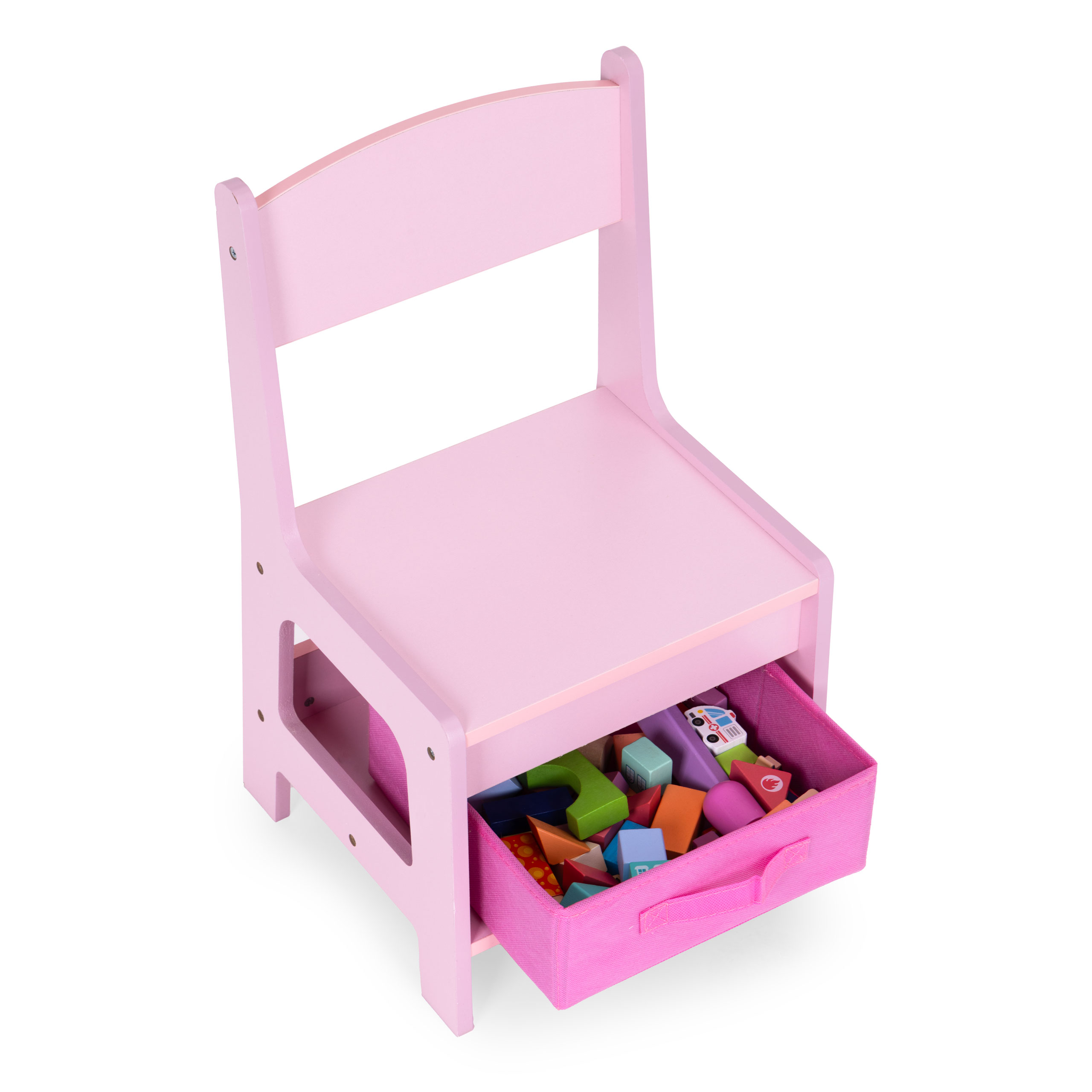 Vaikiškų baldų komplektas: stalas + 2 kėdės, lenta, rožinė ecotoys