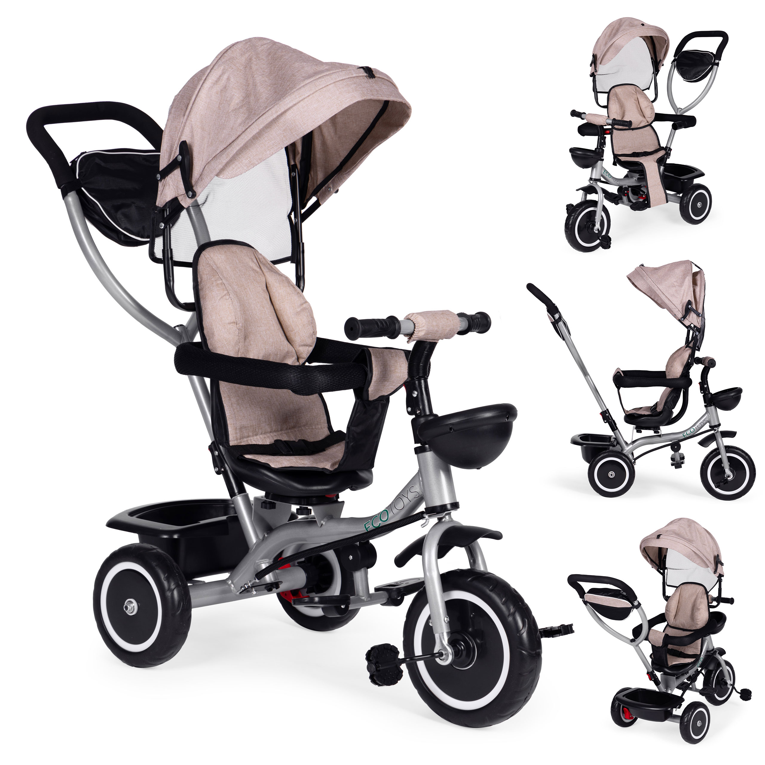 2-in-1 triratukas, beige, ecotoys