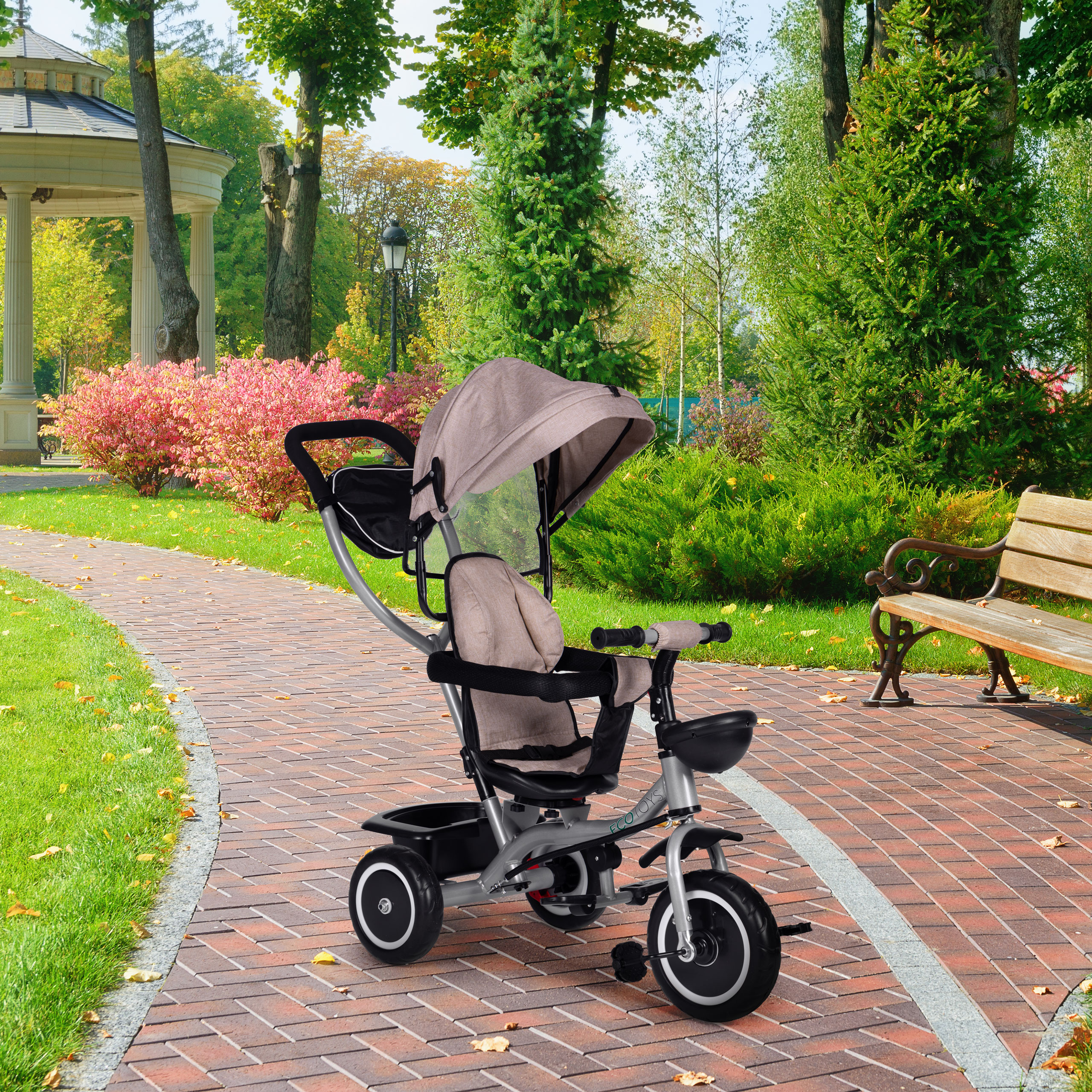 2-in-1 triratukas, beige, ecotoys