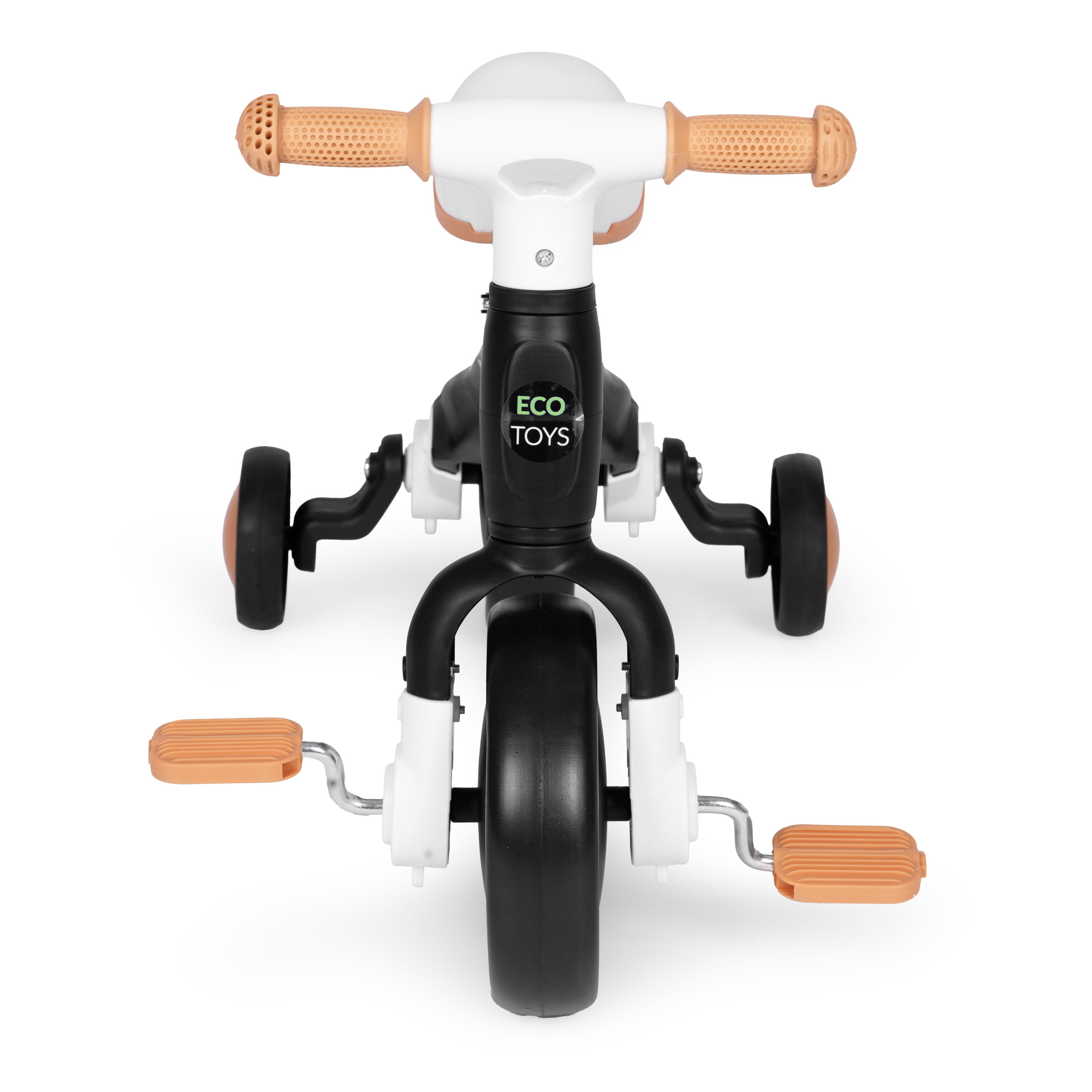 Dviratis su pedalais - mokomieji šoniniai ratai 3in1 juodos spalvos ECOTOYS