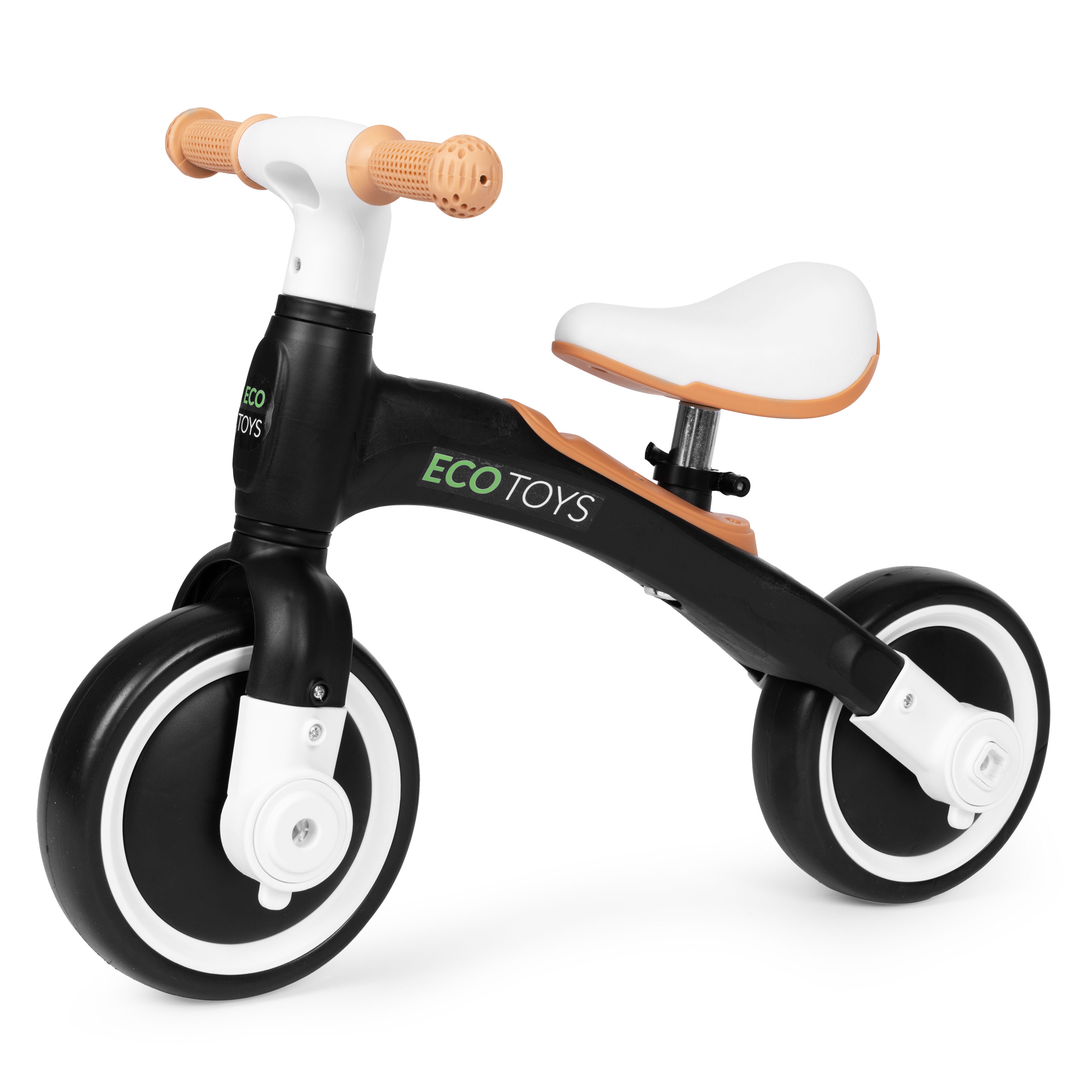 Dviratis su pedalais - mokomieji šoniniai ratai 3in1 juodos spalvos ECOTOYS