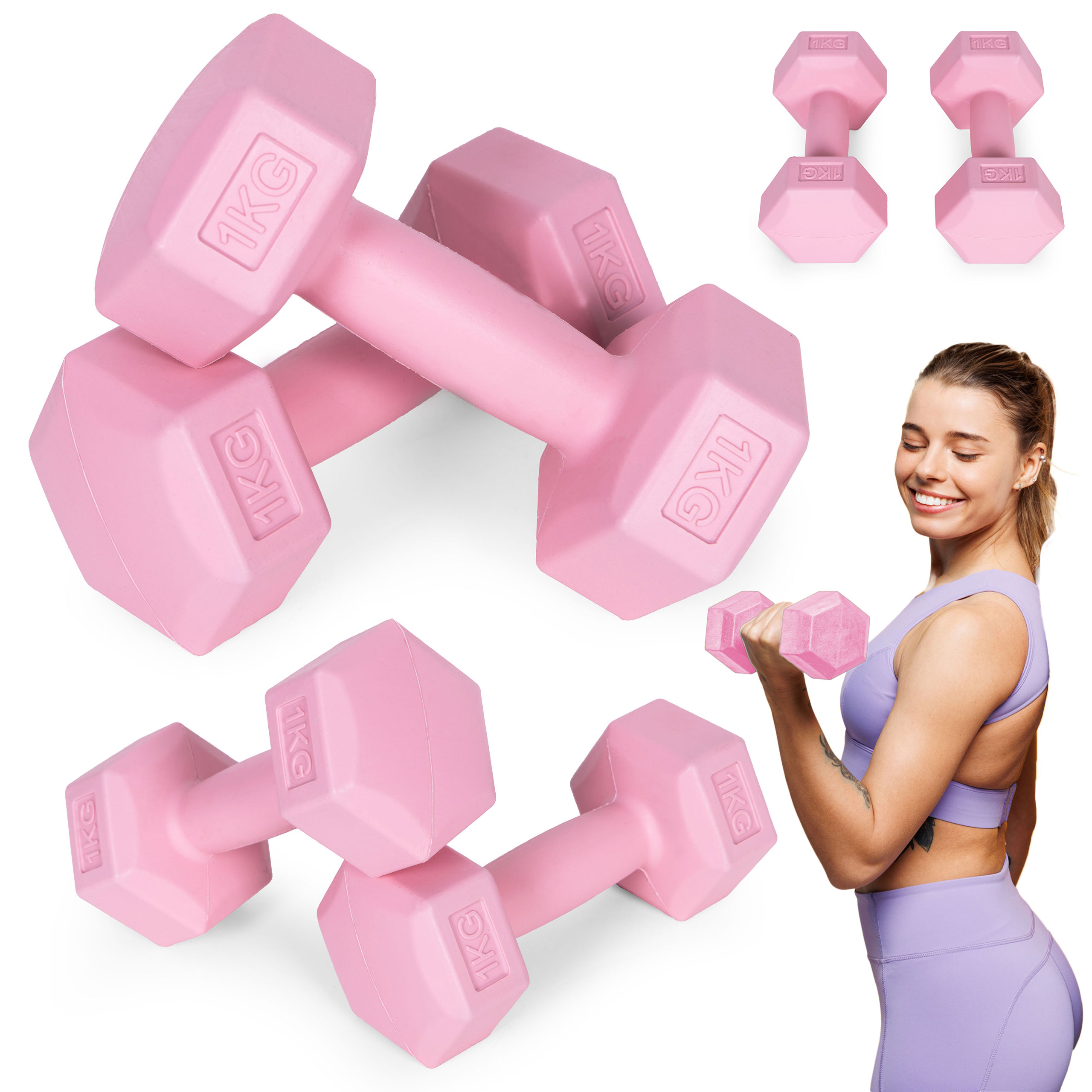 Šešiakampiai hantelia 2x1 kg  modernhome