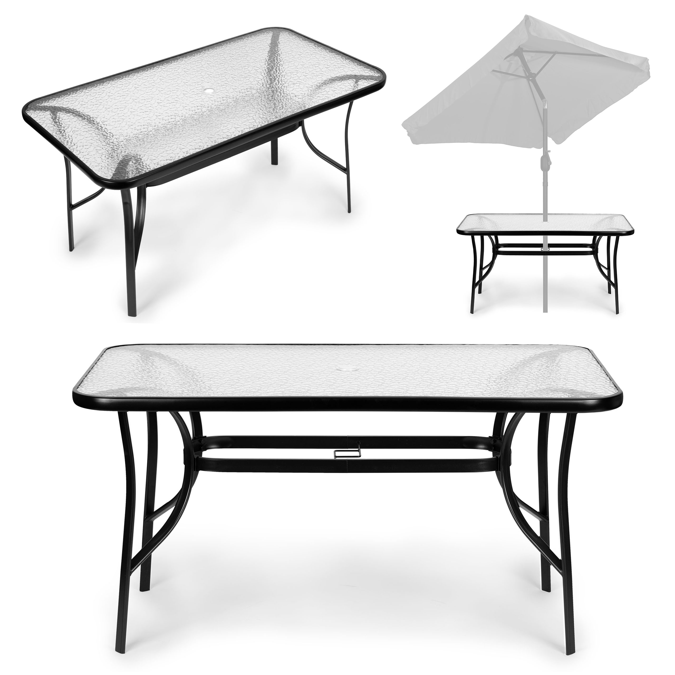 Stiklinis lauko stalas 120x70 cm, multigarden