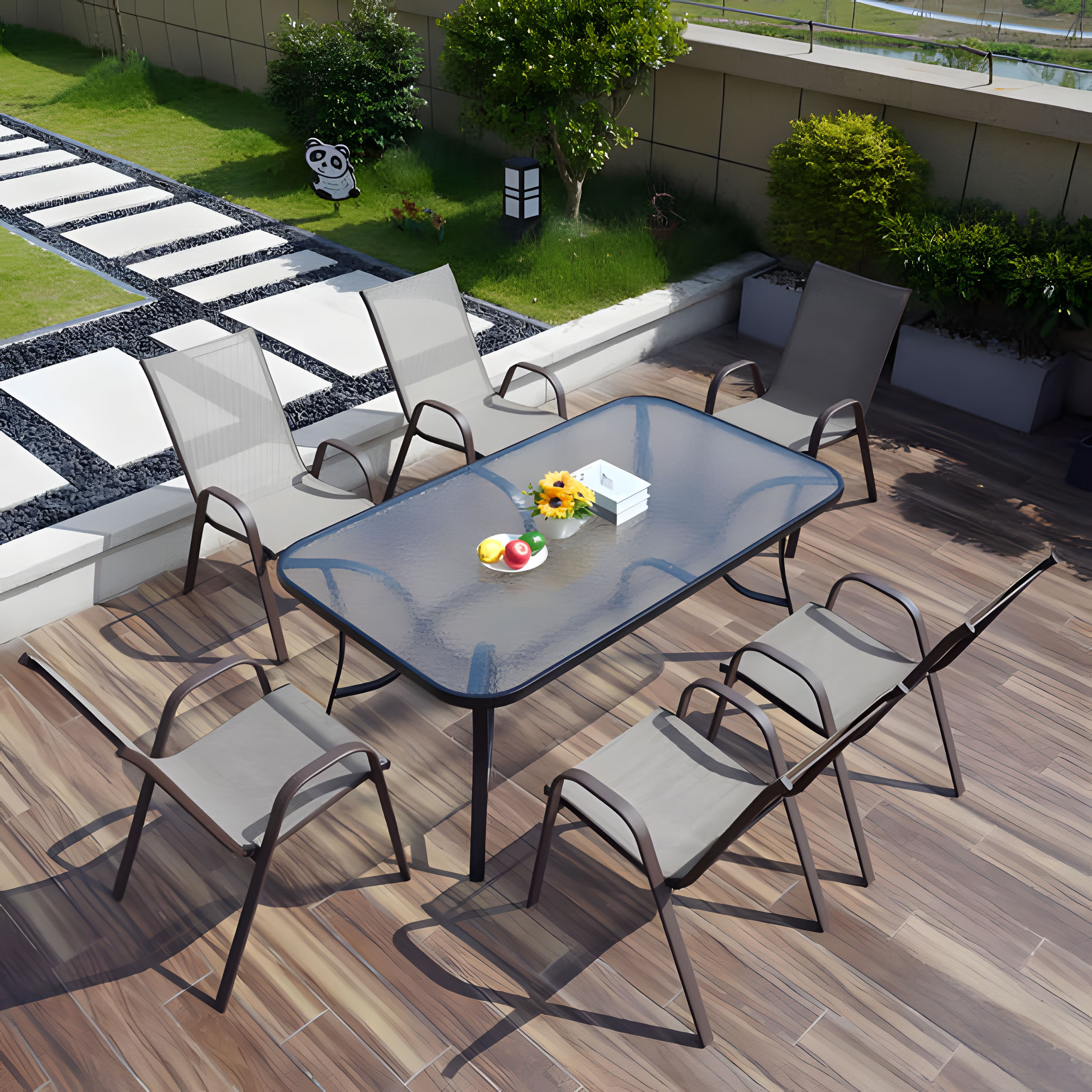Stiklinis lauko stalas 120x70 cm, multigarden