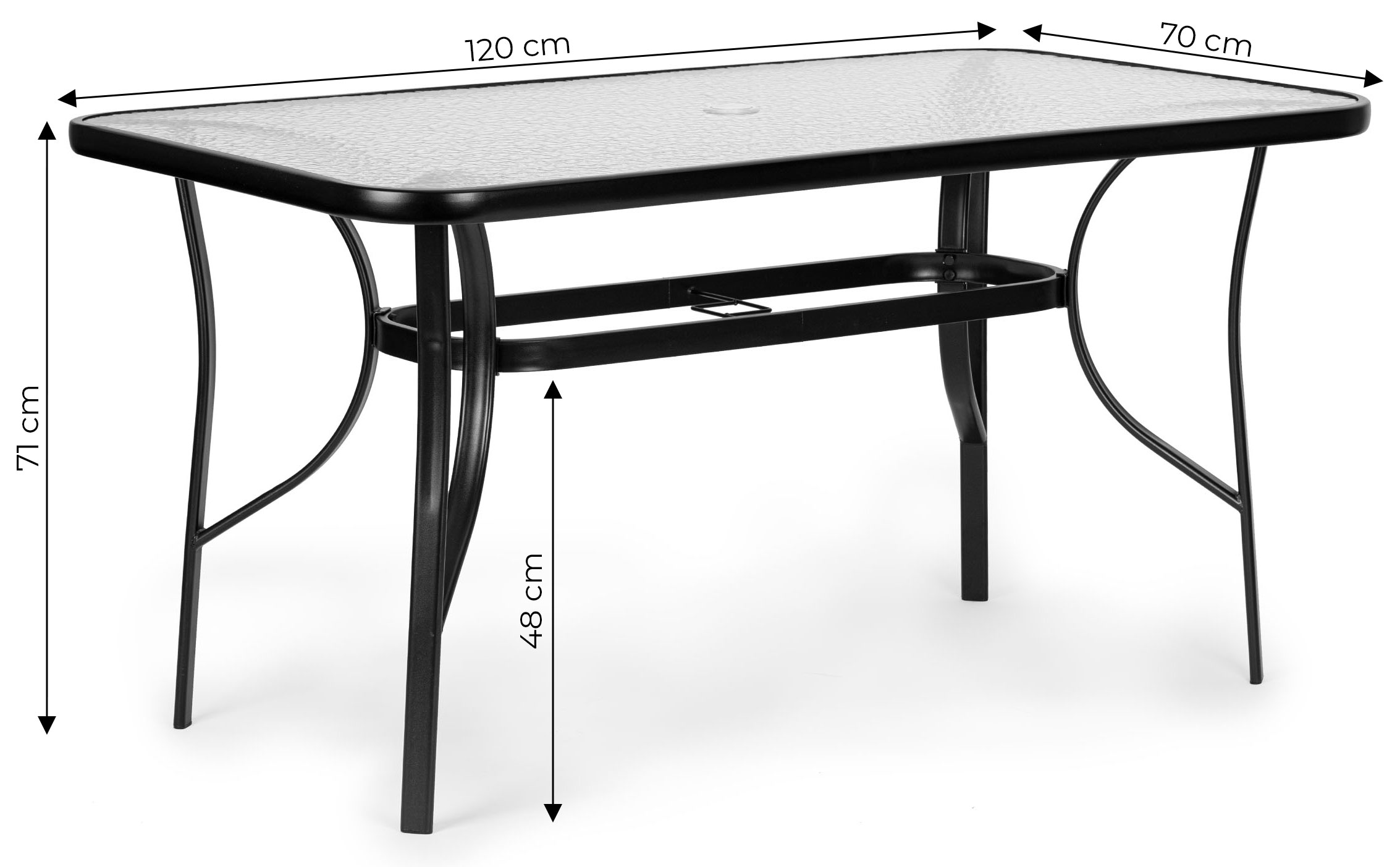 Stiklinis lauko stalas 120x70 cm, multigarden
