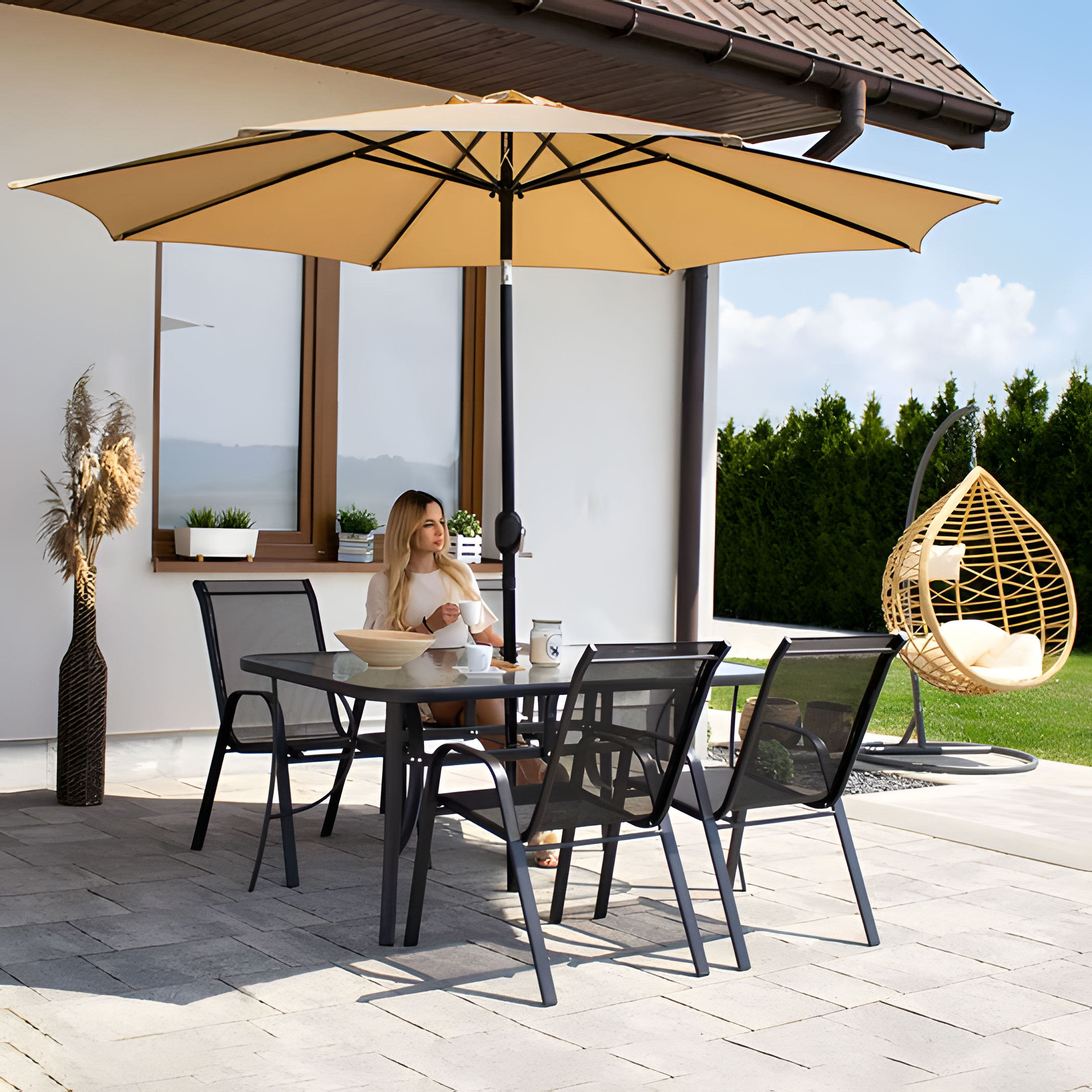 Stiklinis lauko stalas 120x70 cm, multigarden
