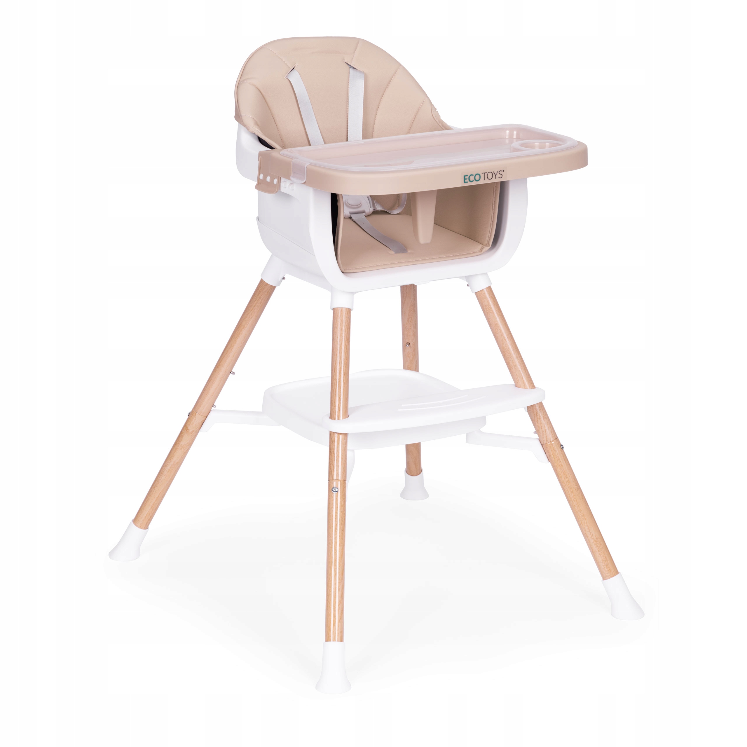 Ecotoys 2 viename maitinimo kėdutė kūdikiams, smėlio spalvos