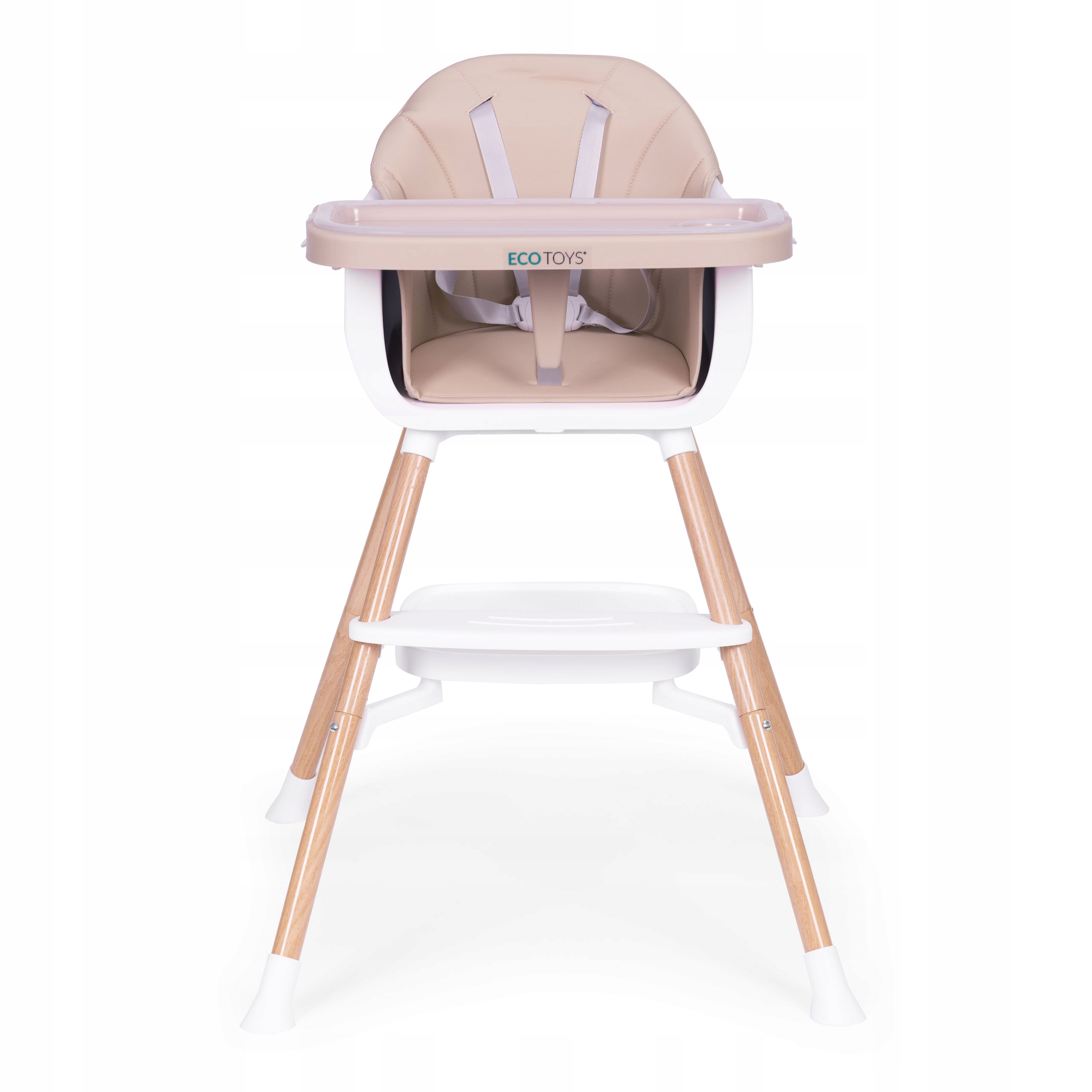 Ecotoys 2 viename maitinimo kėdutė kūdikiams, smėlio spalvos