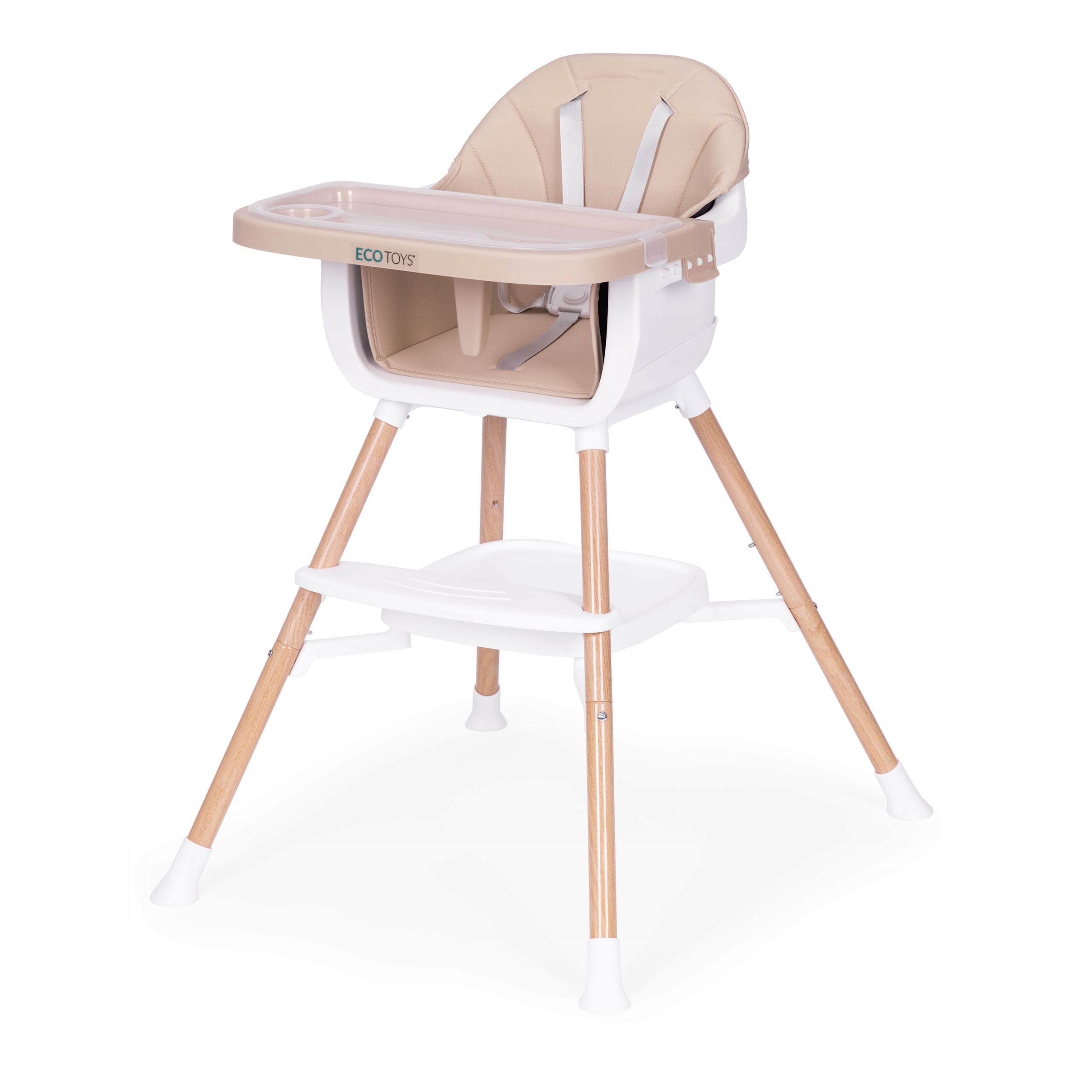 Ecotoys 2 viename maitinimo kėdutė kūdikiams, smėlio spalvos
