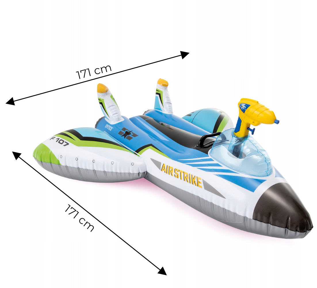 Pripučiamas lėktuvas su vandens pistoletu, intex 57536