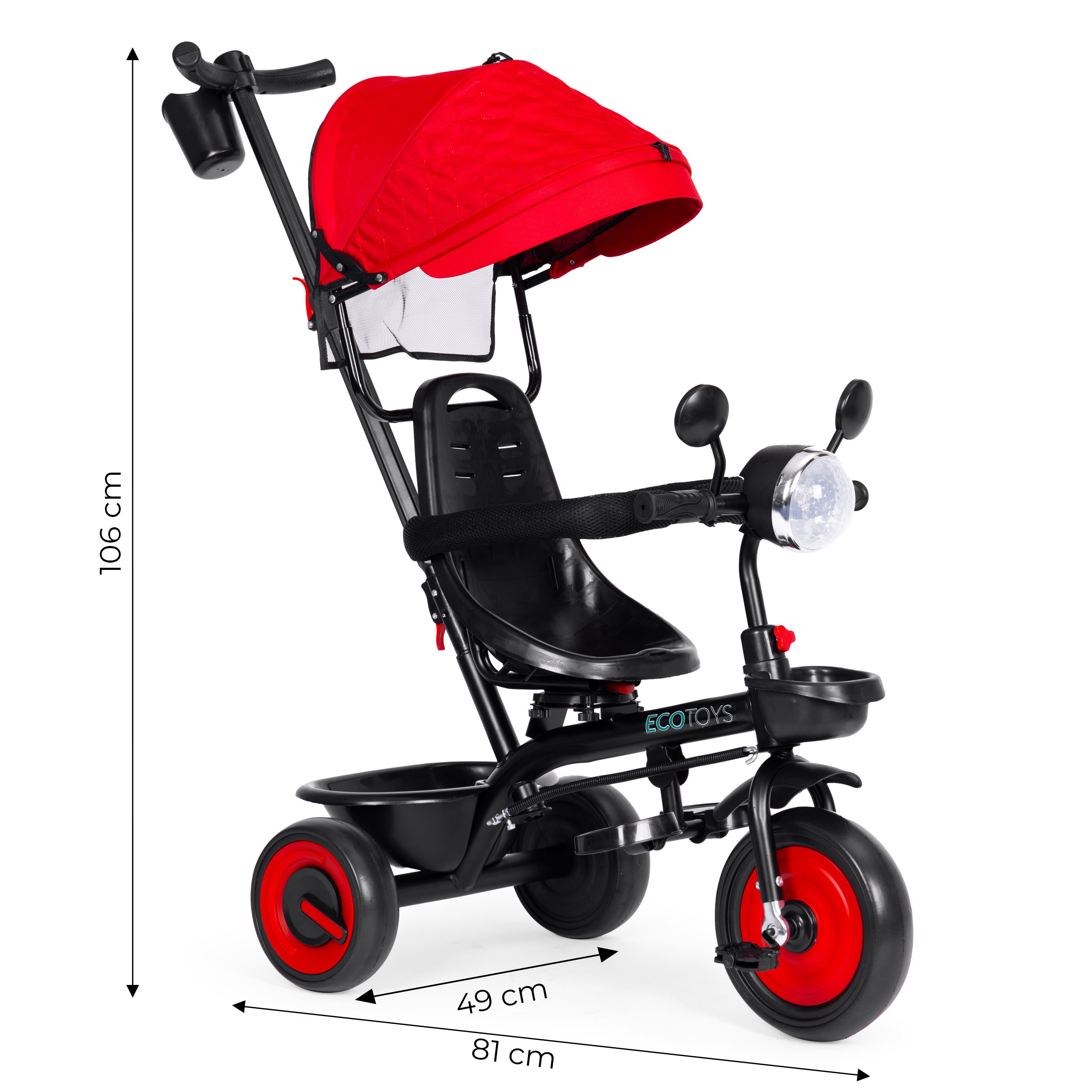 3-in-1 triratis, raudonas, ECOTOYS