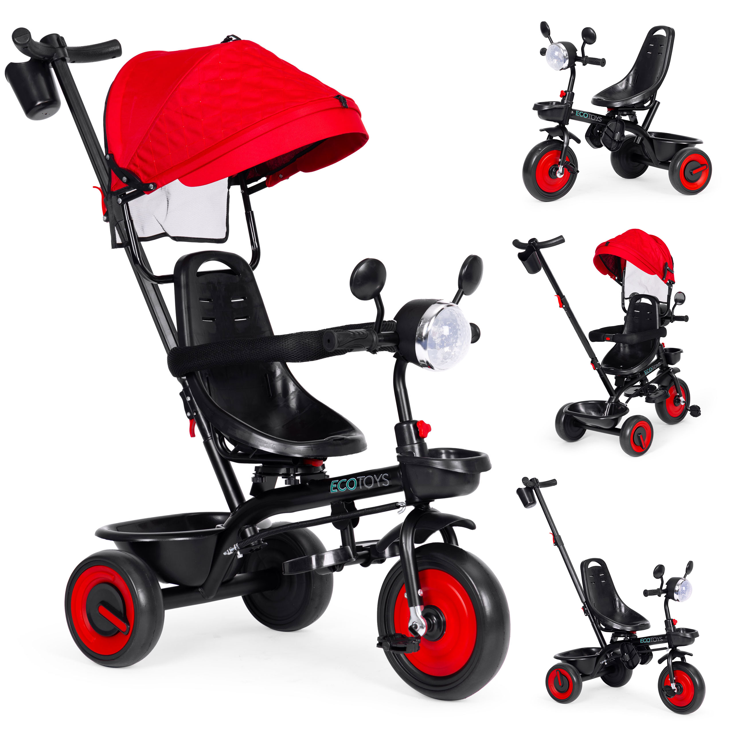3-in-1 triratis, raudonas, ECOTOYS