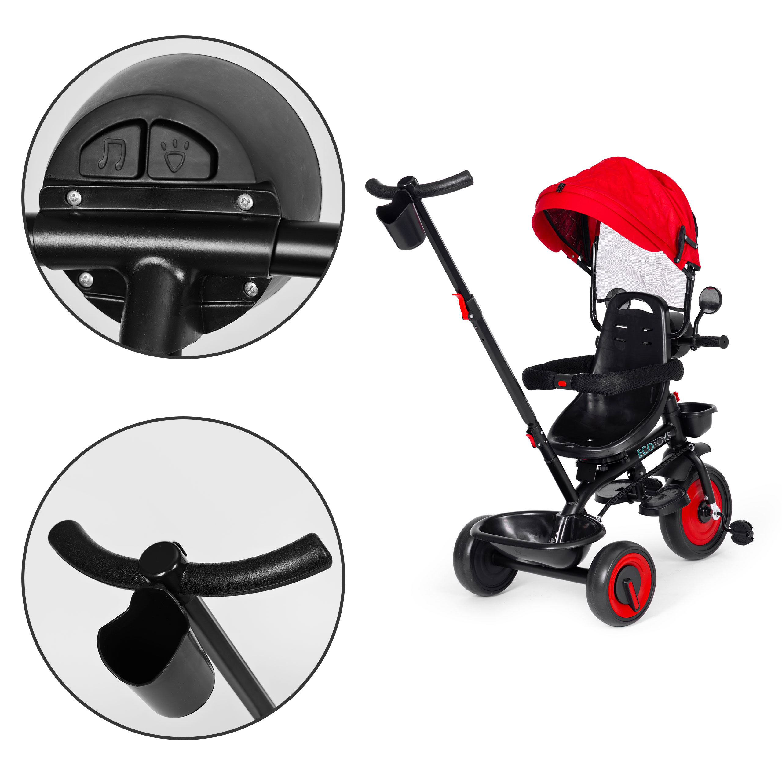 3-in-1 triratis, raudonas, ECOTOYS