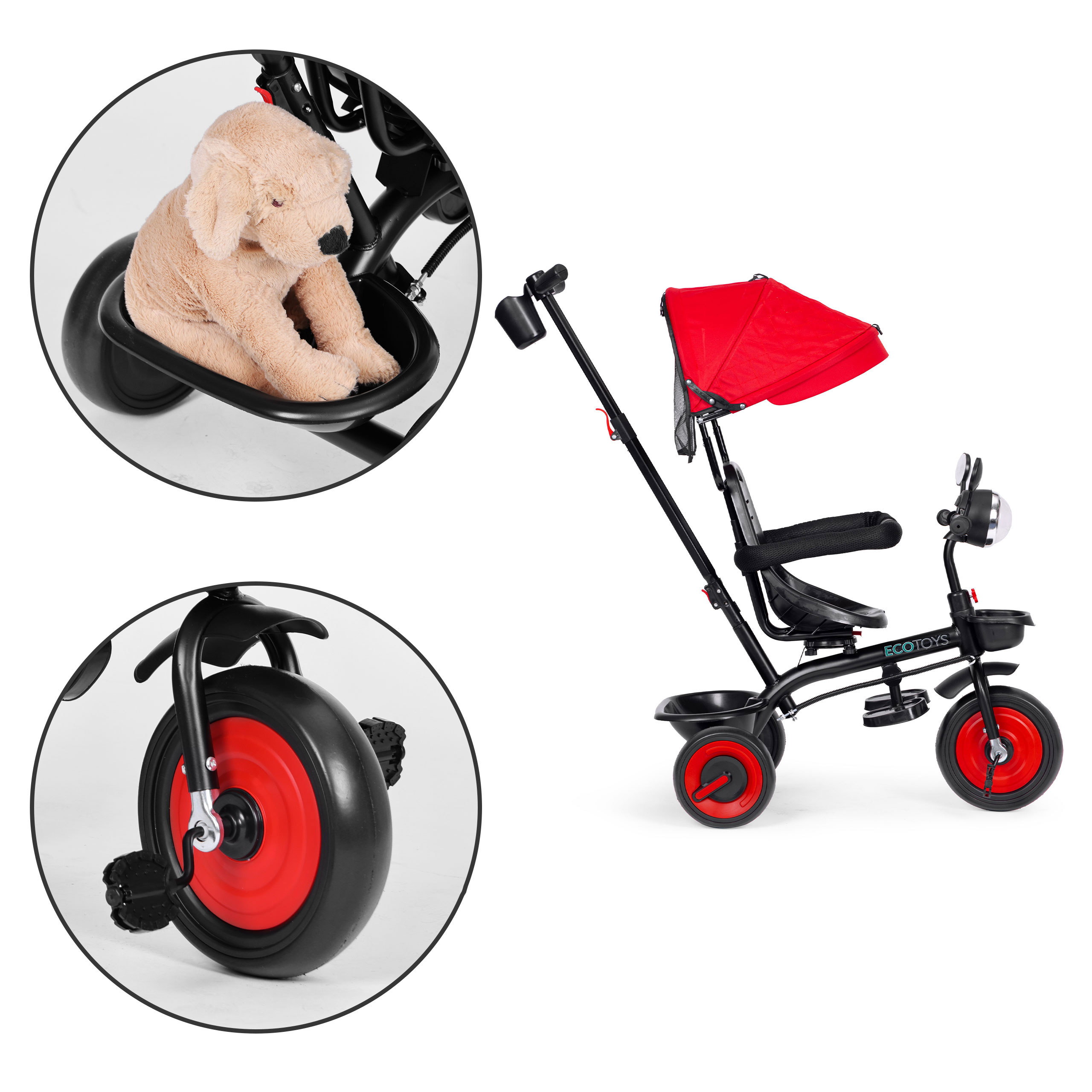 3-in-1 triratis, raudonas, ECOTOYS