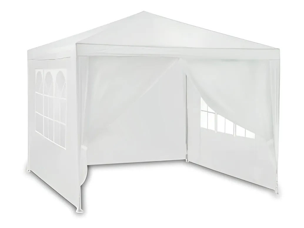 Balta sodo pavėsinė su nuimamomis sienelėmis 3x3 m