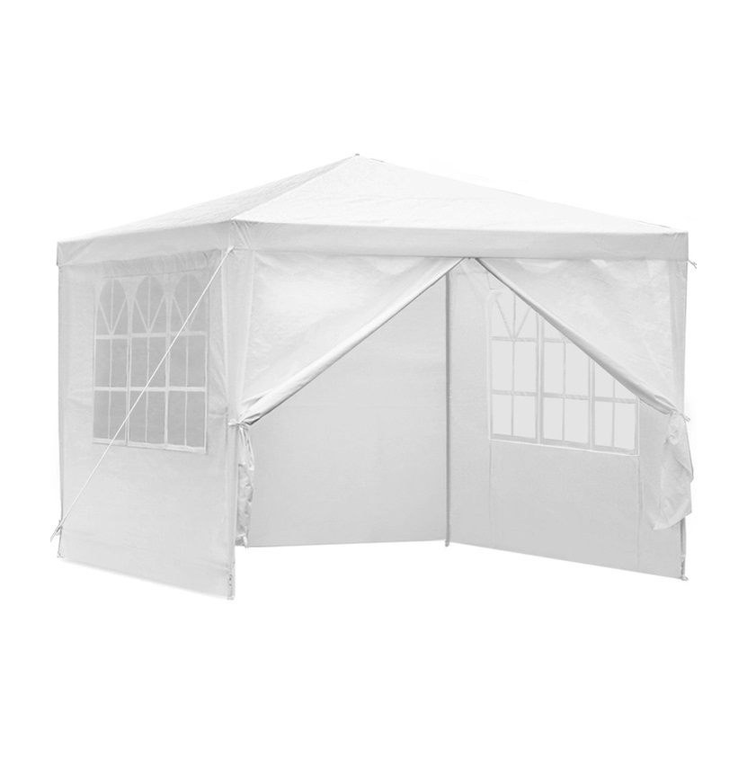 Balta sodo pavėsinė su nuimamomis sienelėmis 3x3 m