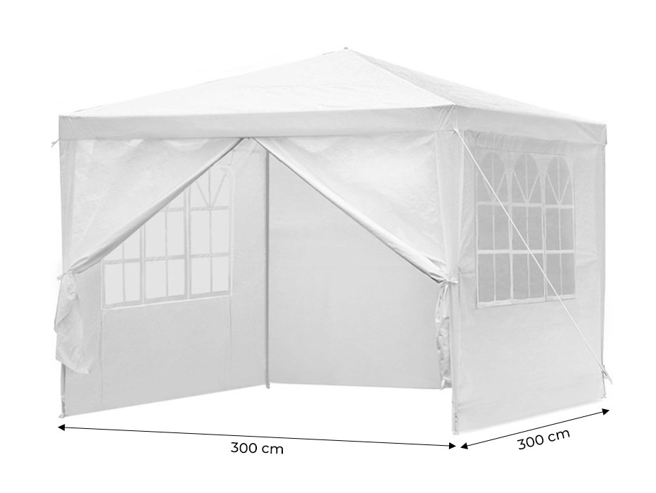 Balta sodo pavėsinė su nuimamomis sienelėmis 3x3 m