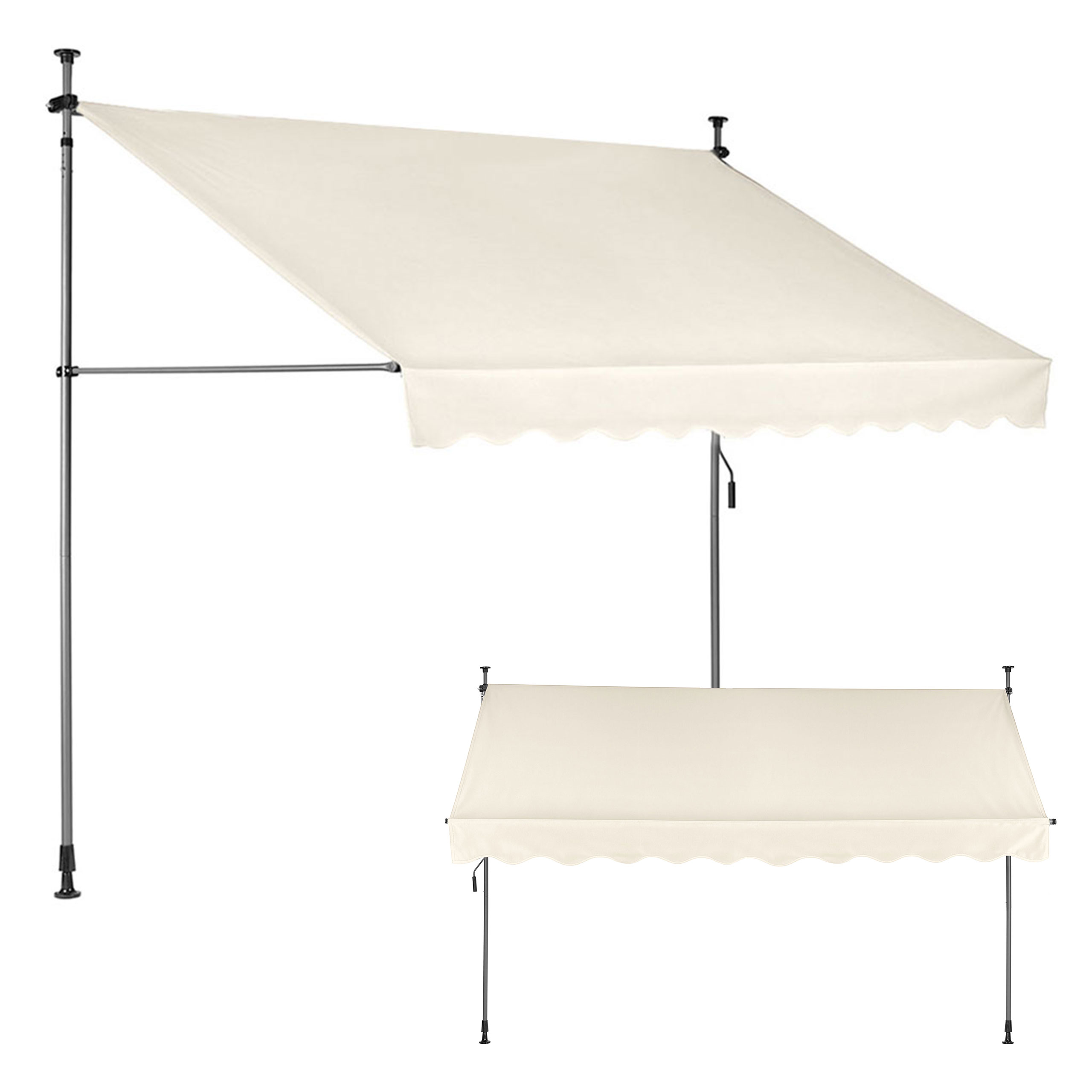 Balkono-Terasa Markizė 300x120 cm, Reguliuojamo Aukščio, Atspari Vandeniui, Su Rankena, Smėlinė, MultiGarden