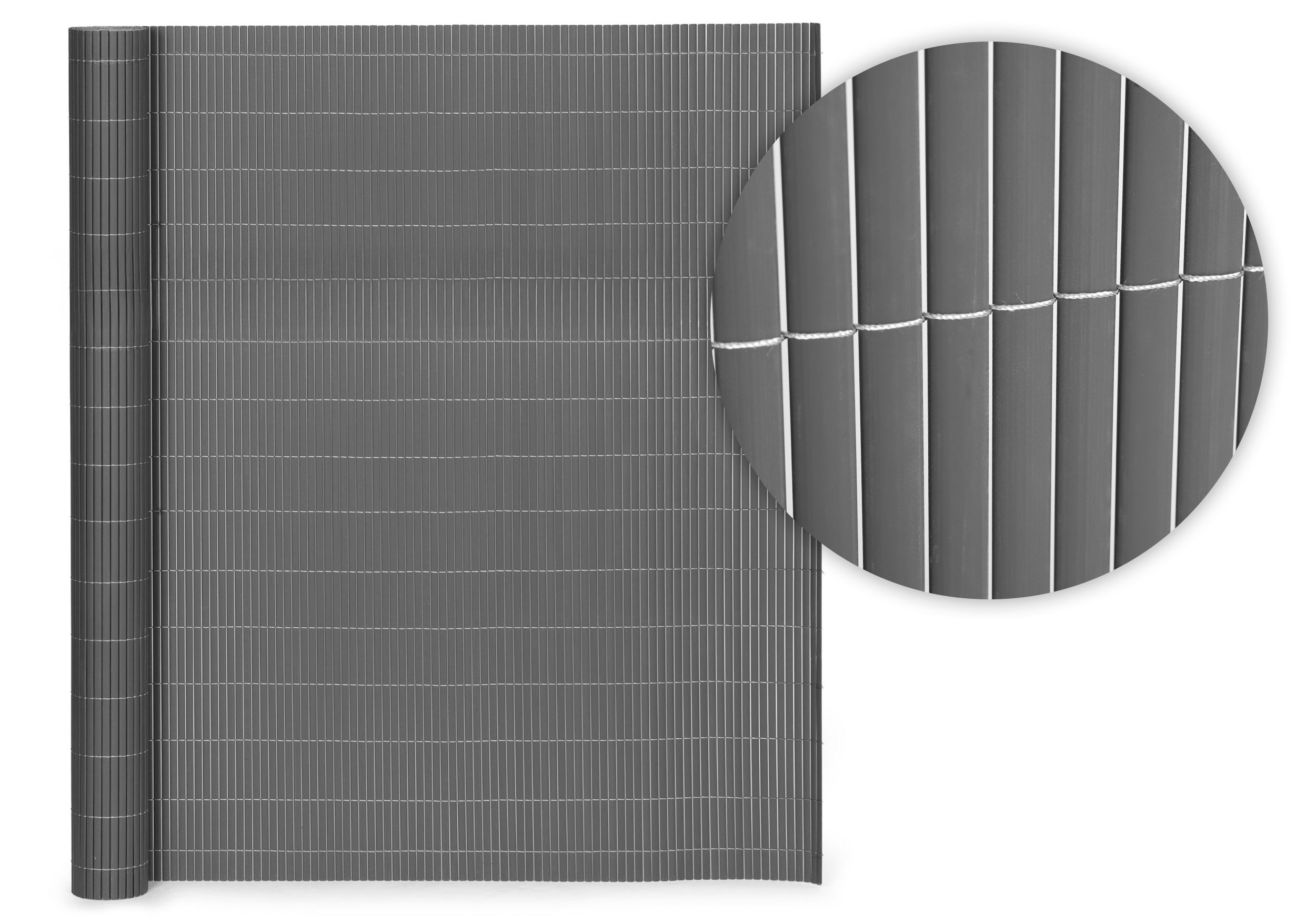 Dvipusė bambukinė antracito spalvos 150x300 cm danga balkonui ir terasai