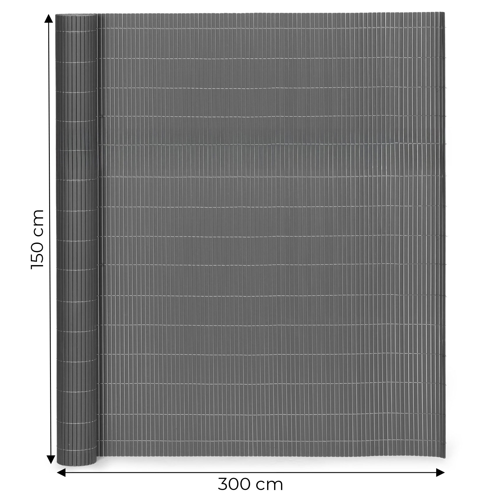Dvipusė bambukinė antracito spalvos 150x300 cm danga balkonui ir terasai