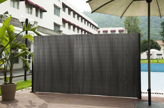 Dvipusė bambukinė antracito spalvos 150x300 cm danga balkonui ir terasai