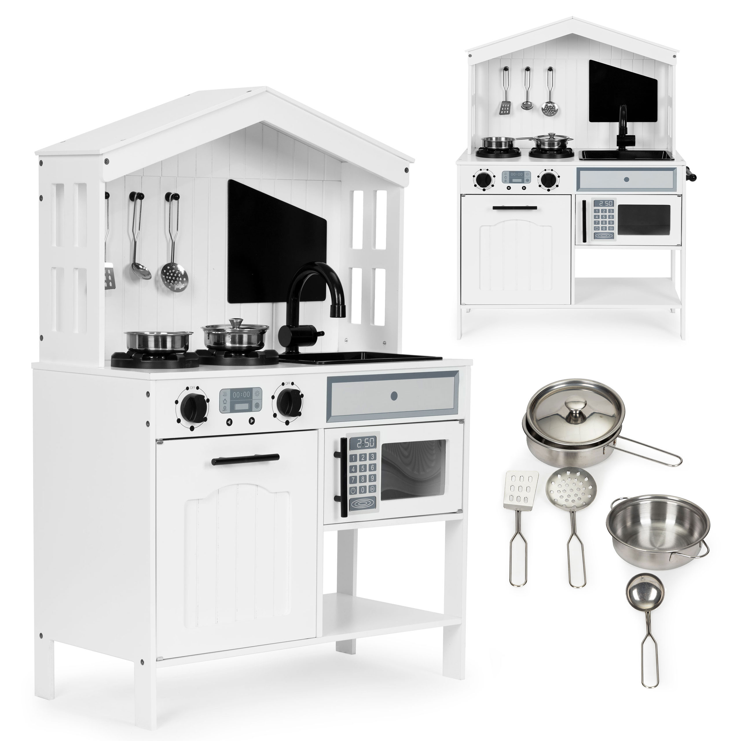 Medinė vaikiška virtuvė Eco Toys PLK563W, balta
