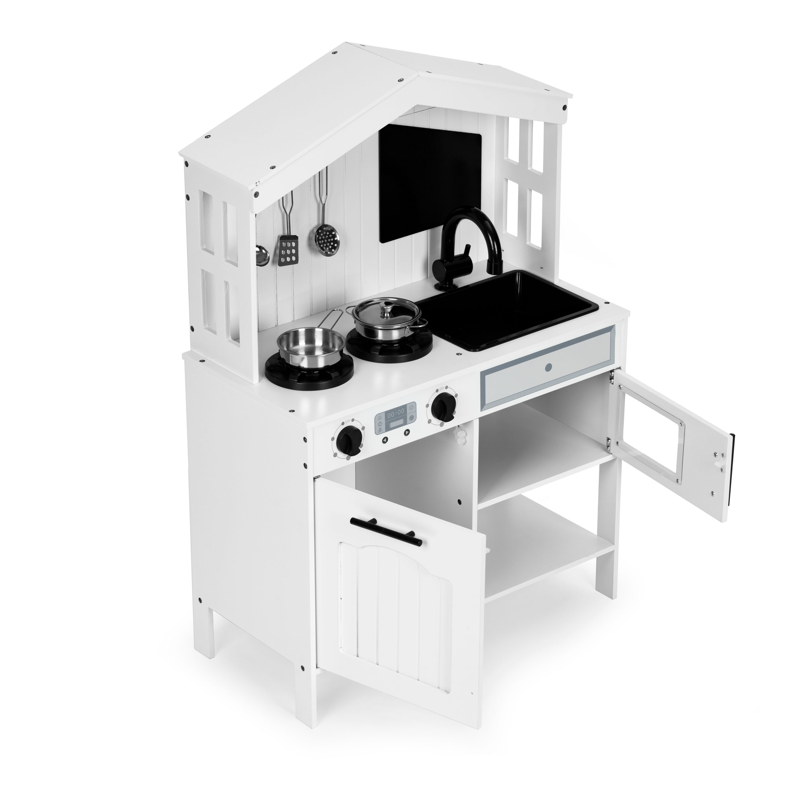 Medinė vaikiška virtuvė Eco Toys PLK563W, balta