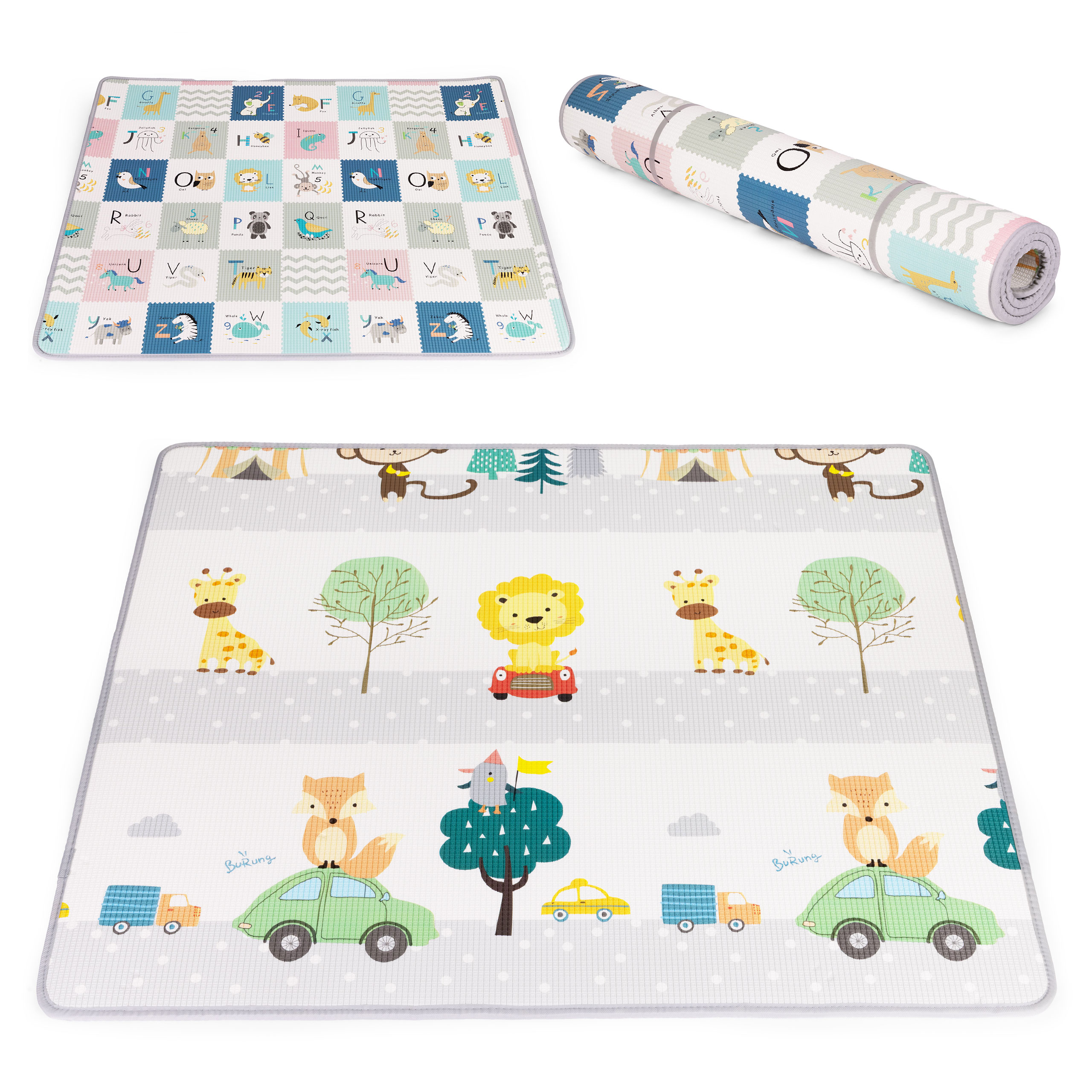 Žaidimų kilimėlis ecotoys iš eva putos, 180x150 cm, abipusis